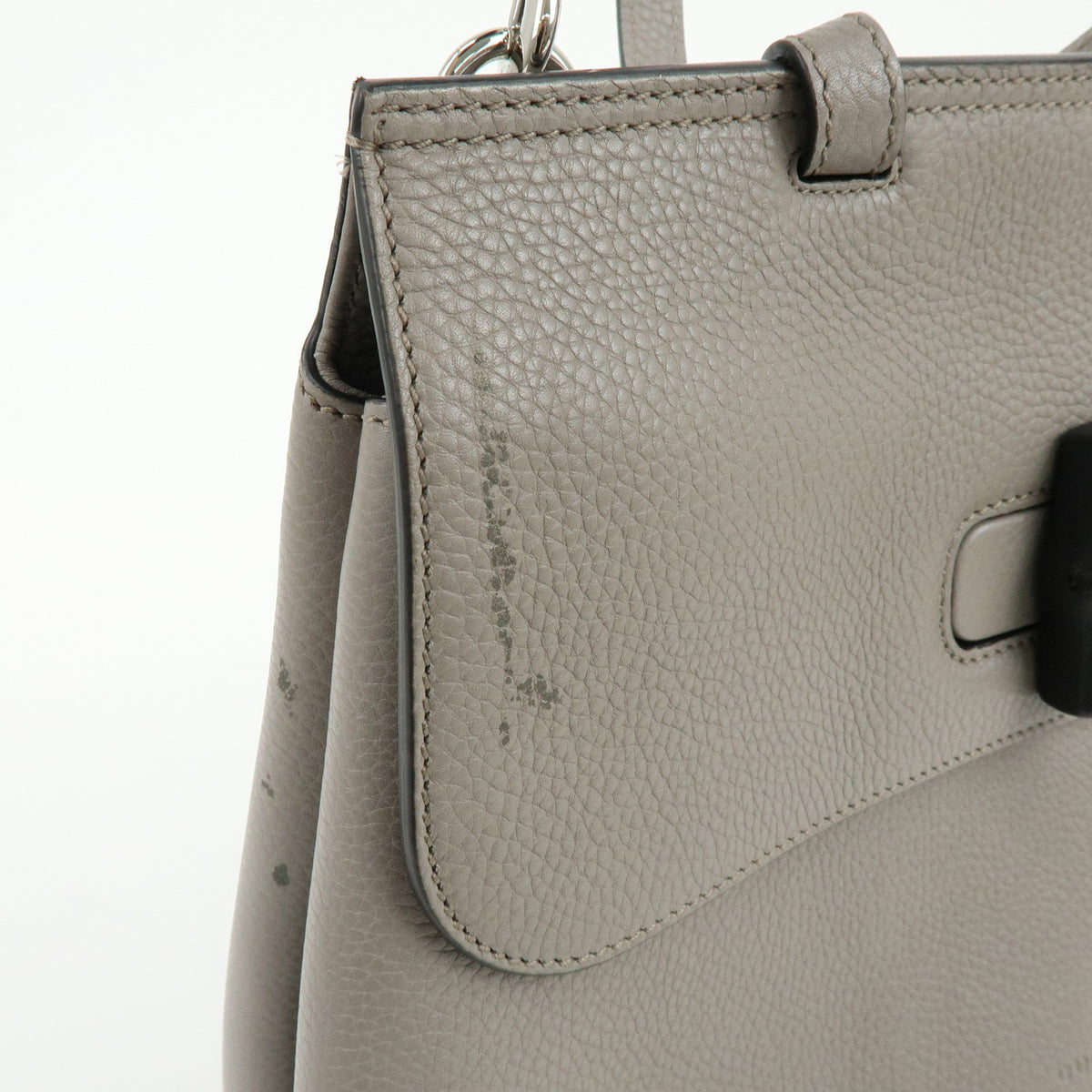GUCCI Bamboo Leather 2WAY Bag Shoulder Bag Grey 392013