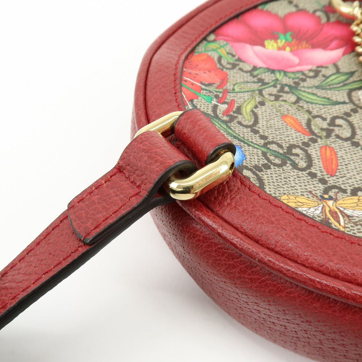GUCCI Ophidia Sherry Flora GG Supreme Leather Backpack Red Beige 598661