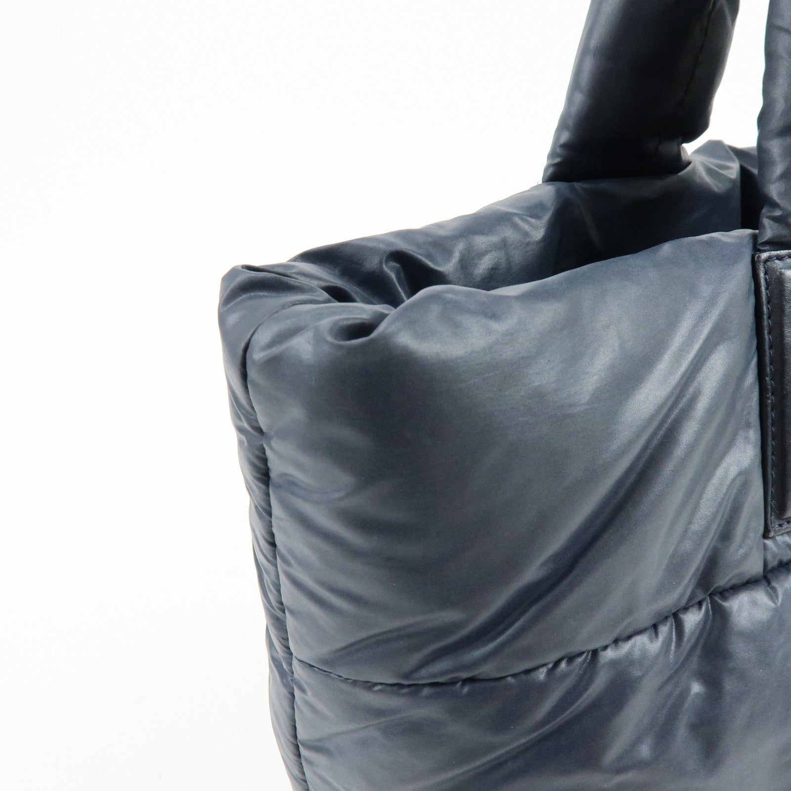 CHANEL COCO Cocoon Nylon Leather Tote MM Hand Bag Navy A48611
