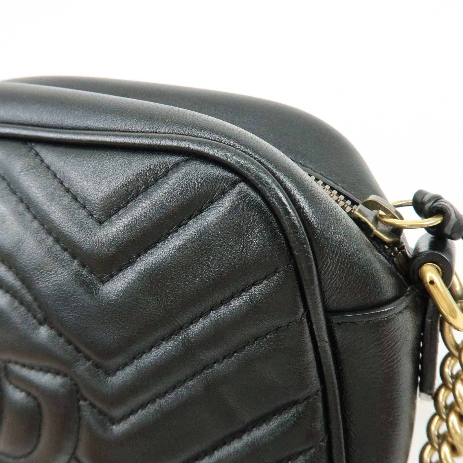 GUCCI GG Marmont Leather Shoulder Bag Crossbody Bag Black 447632