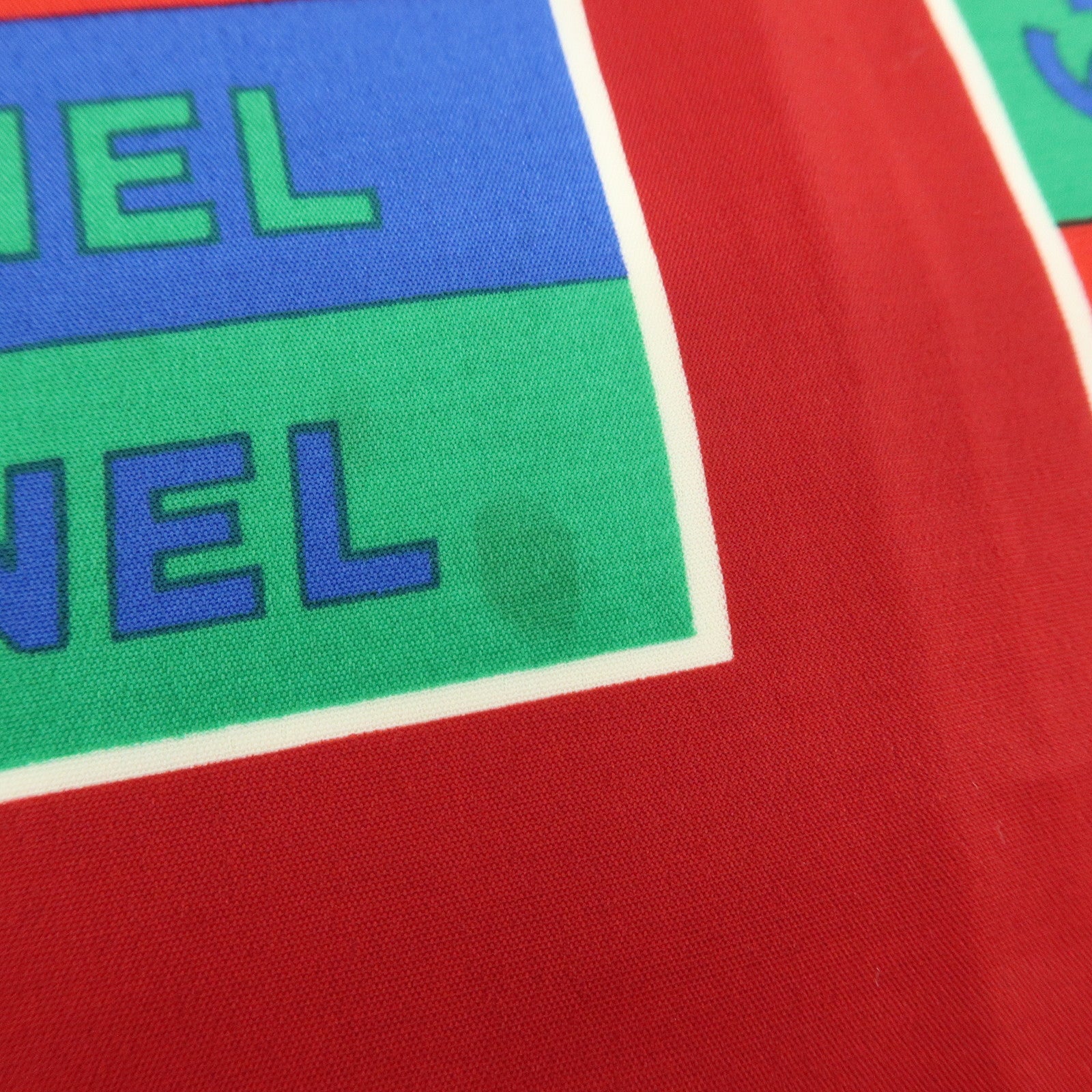 CHANEL COCO Mark Logo Silk 100% Scarf Red Multicolor