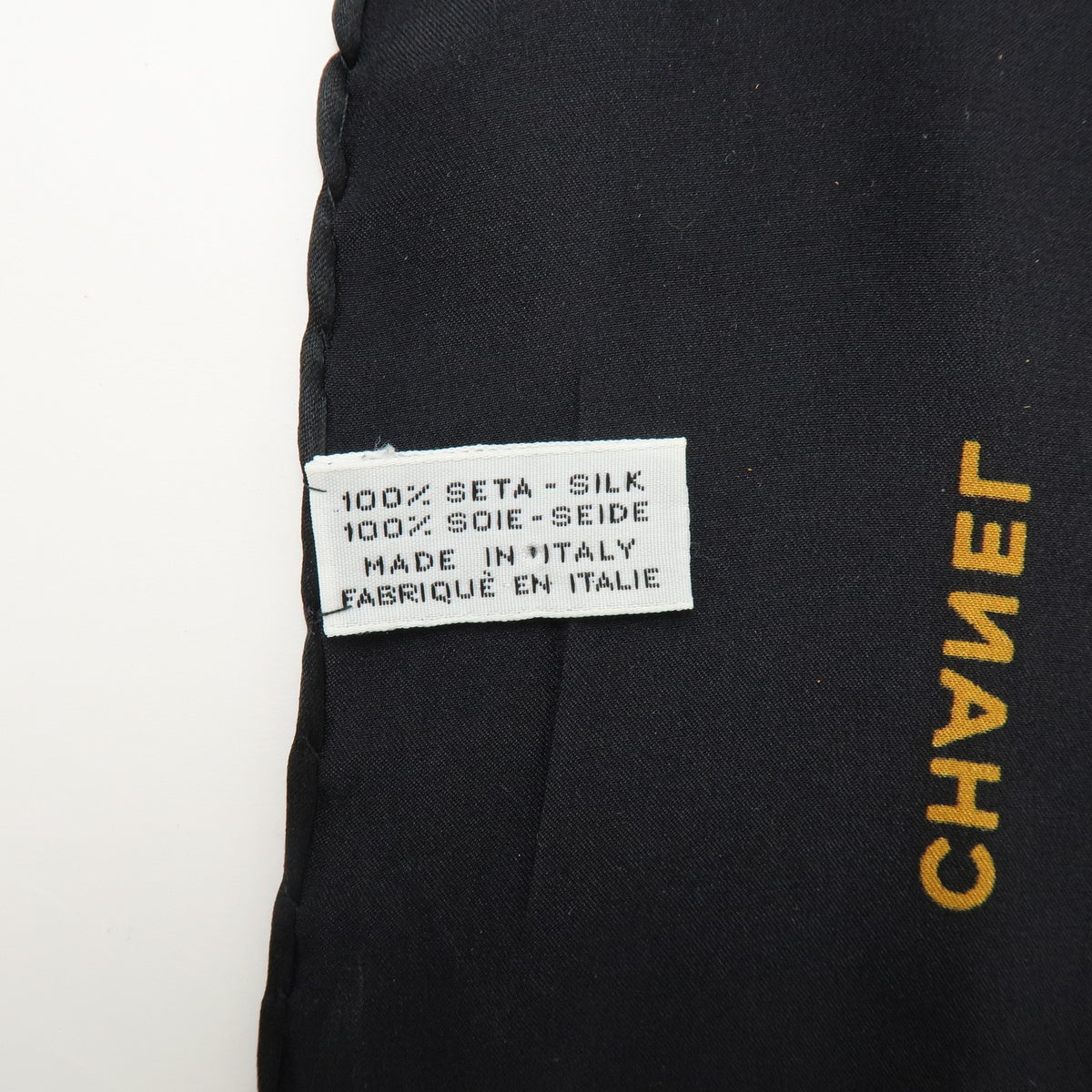 CHANEL Lot of 2 Silk 100% Scarf Flower Jewelry Motif Black Gold