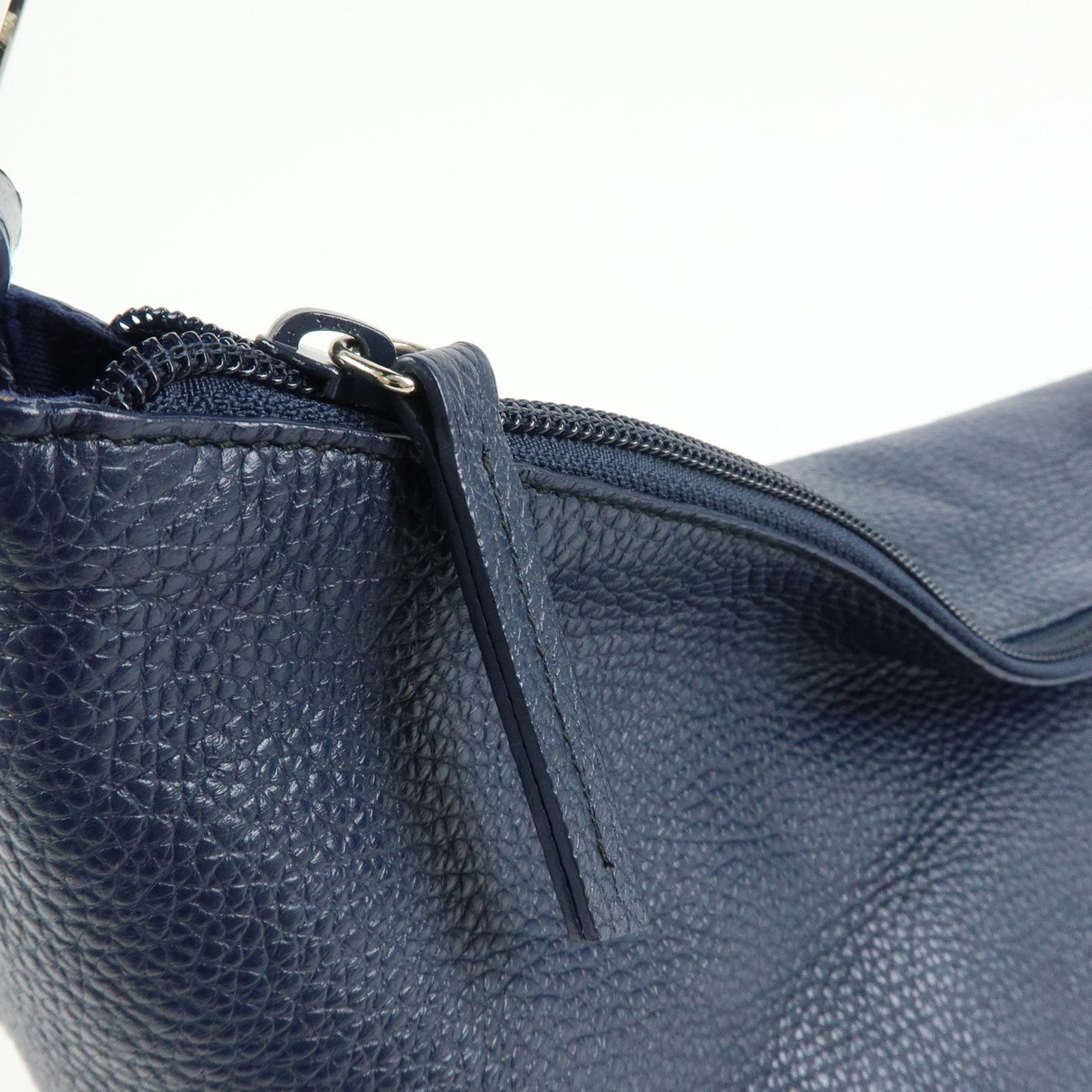FURLA Leather Shoulder Bag Hand Bag Hobo Bag Dark Navy