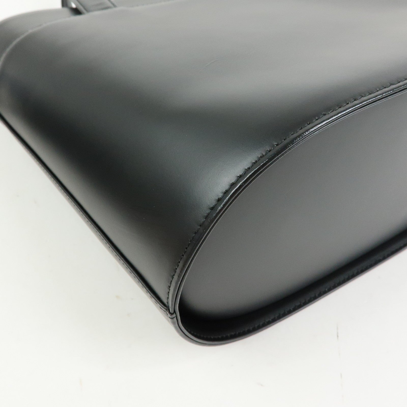 BURBERRY Nova Plaid Leather Canvas Tote Bag Hand Bag Black