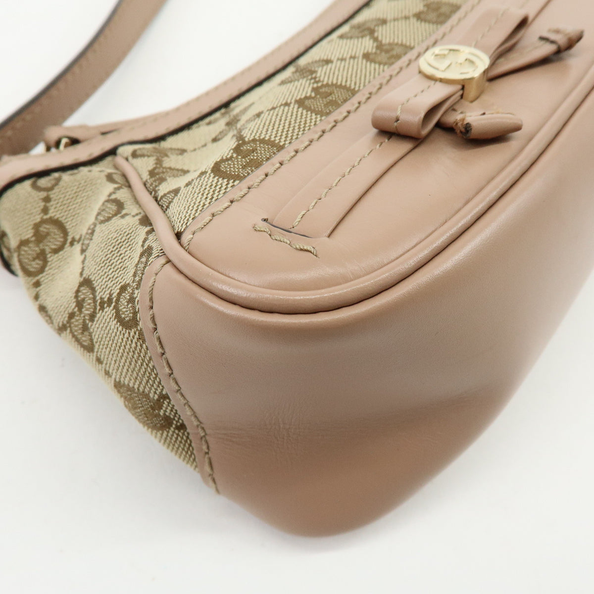 GUCCI Mayfair GG Canvas Leather Hand Bag Shoulder Bag Beige Pink 569893
