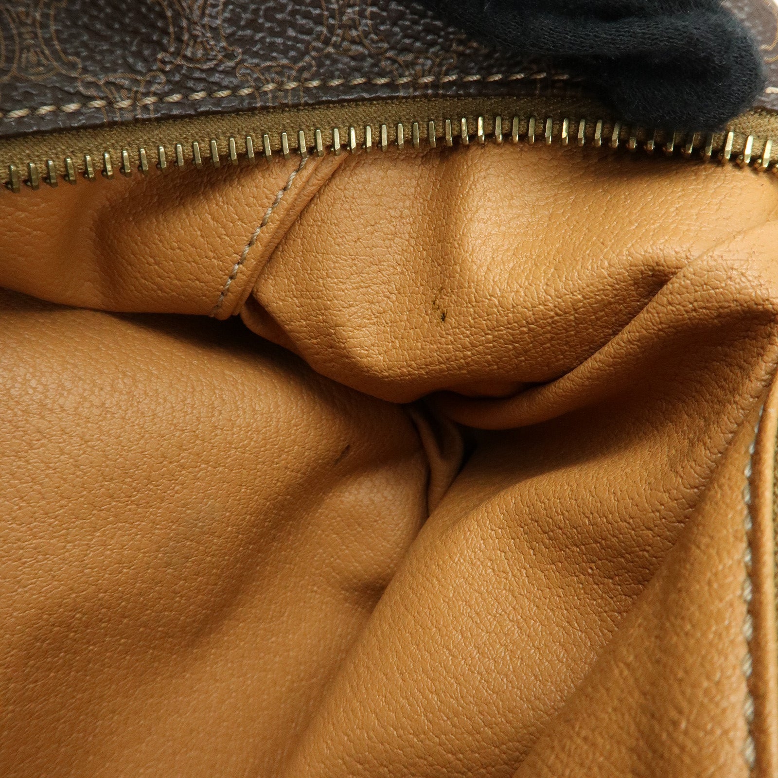 CELINE Macadam PVC Leather Hand Bag Cosmetic Pouch Brown