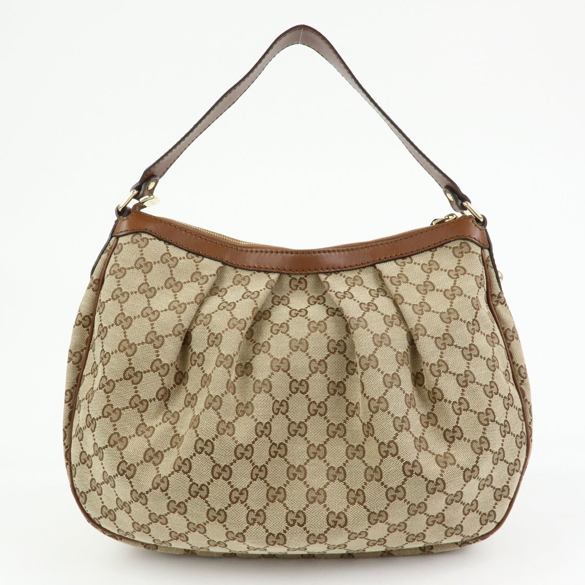 GUCCI Sukey Interlocking G GG Canvas Leather Shoulder Bag Beige 232955