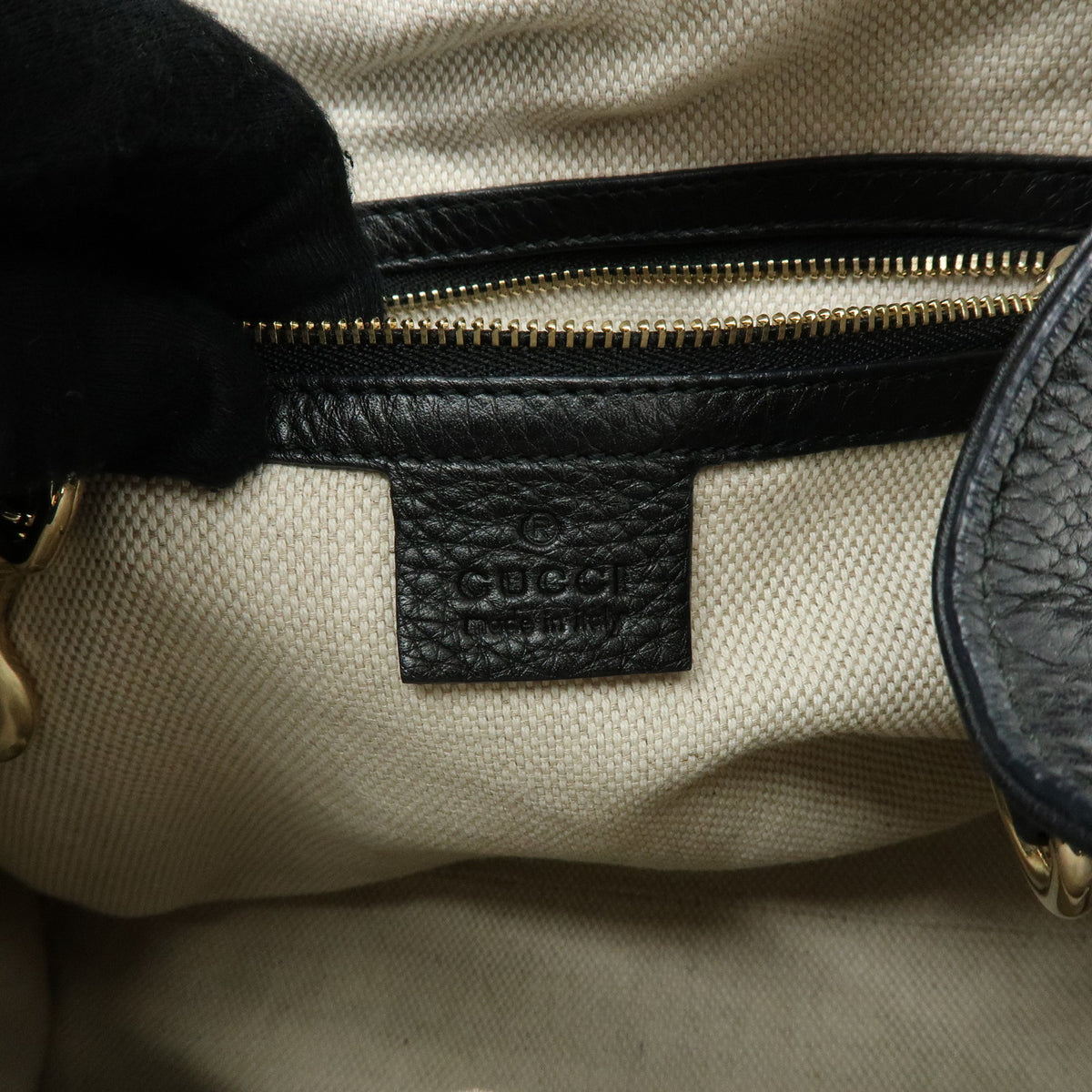 GUCCI SOHO Interlocking G Leather 2Way Bag Hand Bag Black 336751