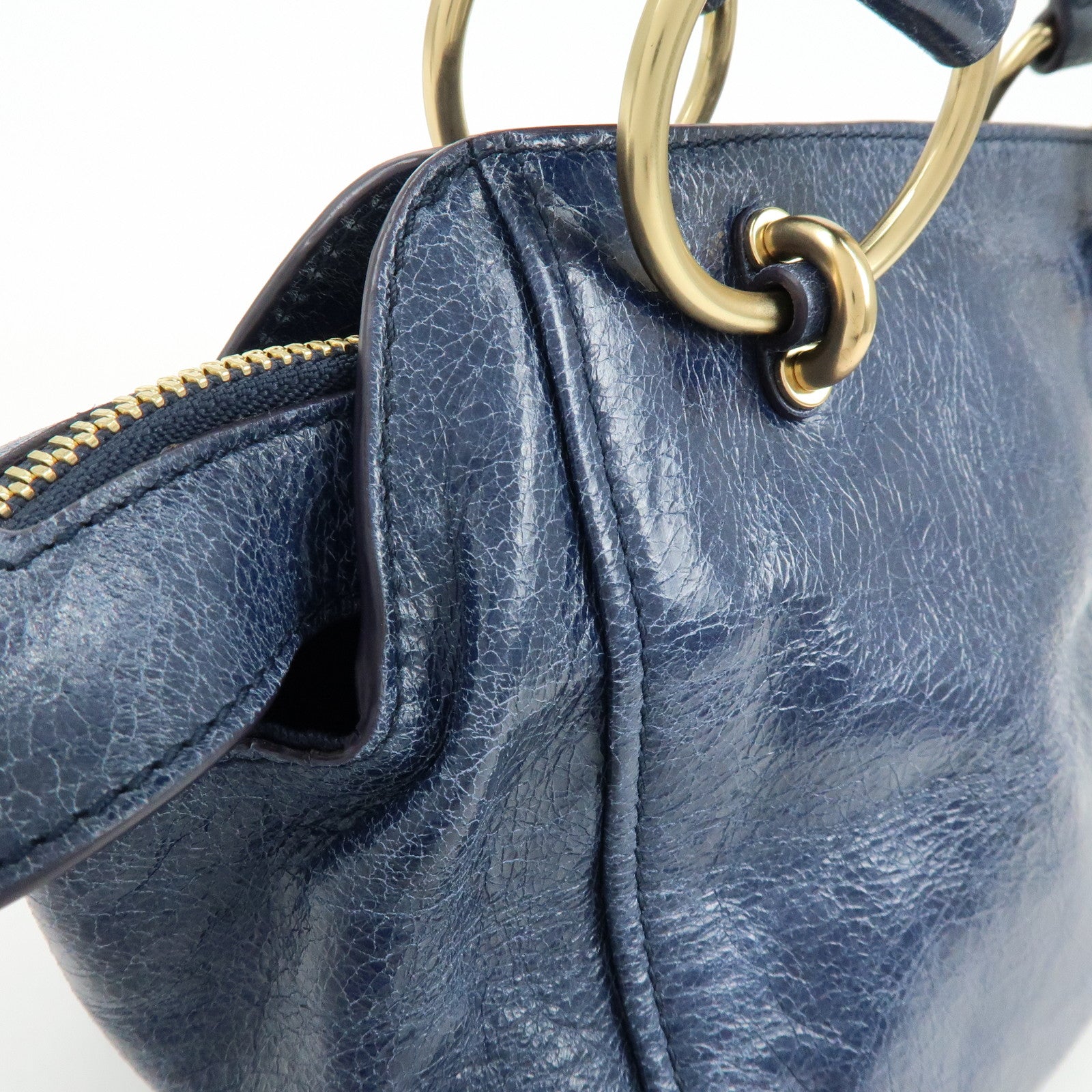Chloe See by Chloe Paige Leather Small 2Way Hand Bag Shoulder Bag Blue
