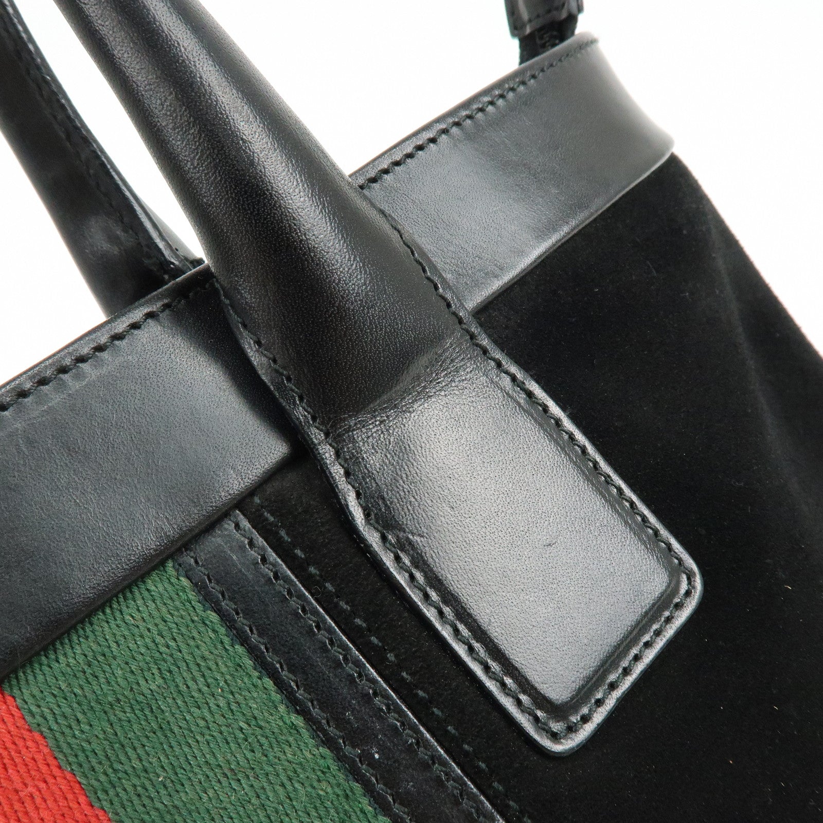 GUCCI Sherry Suede Leather Shoulder Bag Tote Bag Black 33890