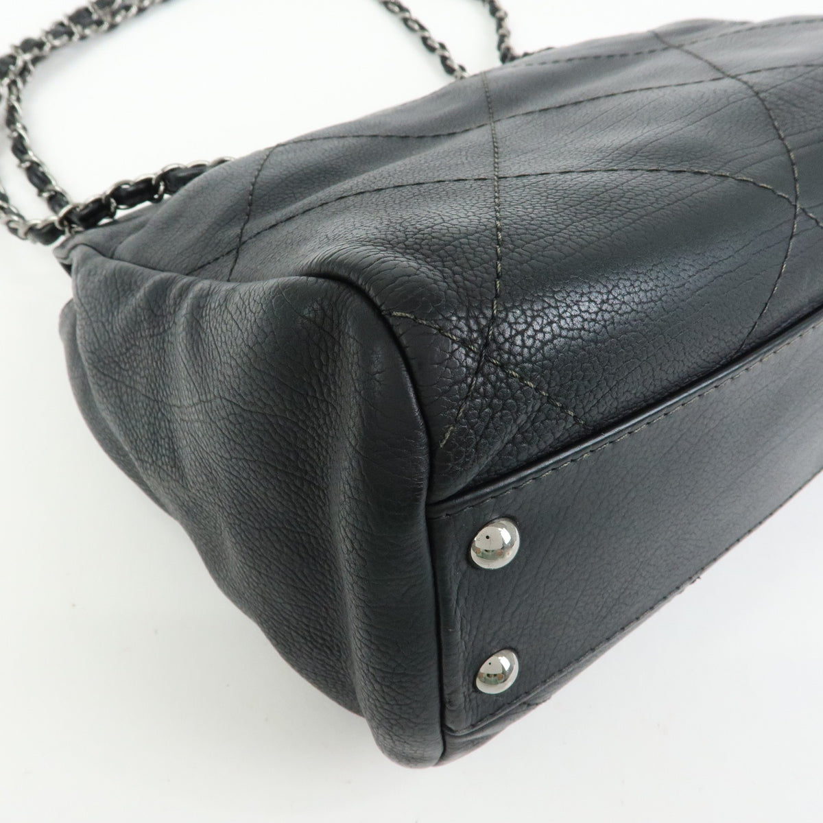 CHANEL COCO Mark Wild Stitch Calf Leather Chain Shoulder Bag Black