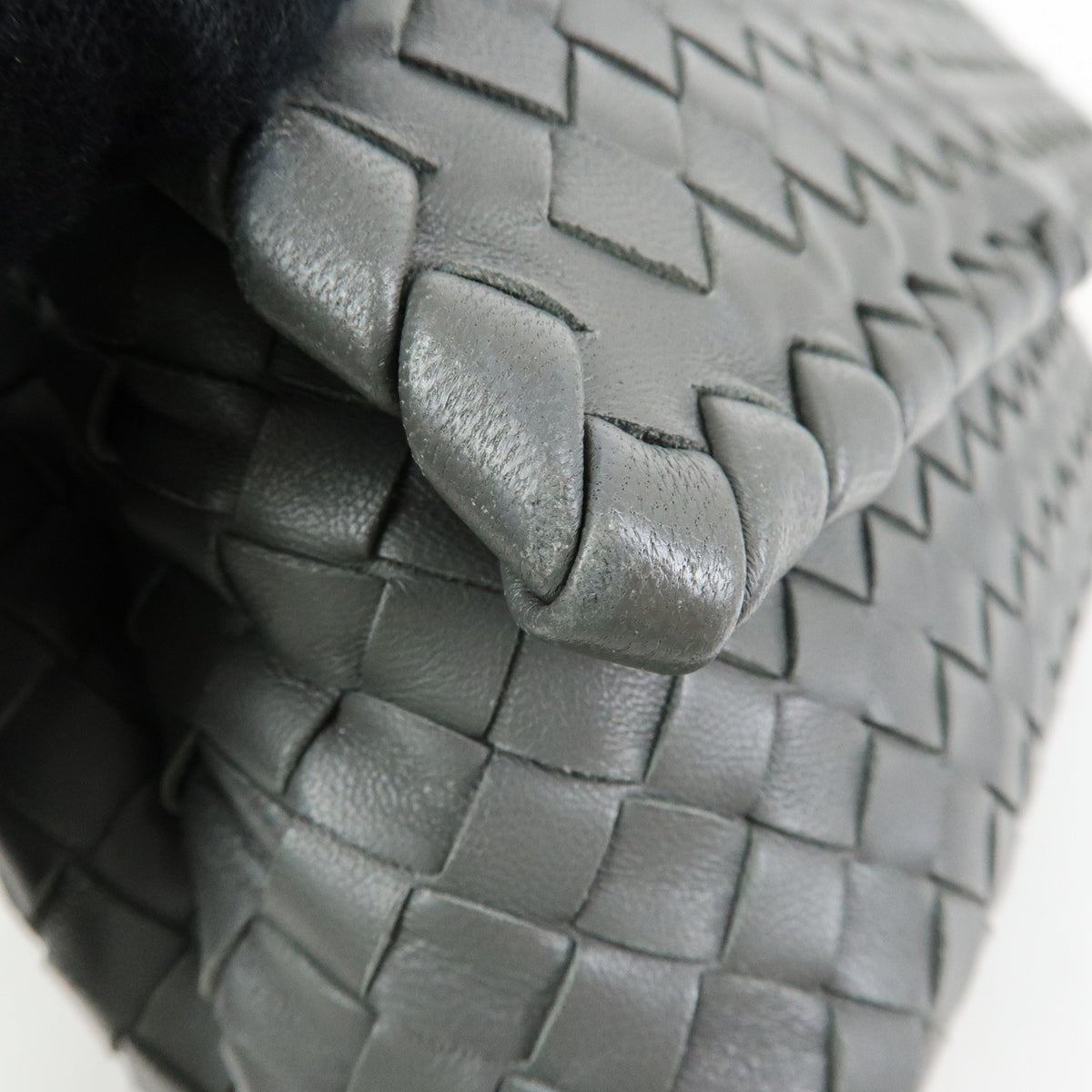 BOTTEGA VENETA Intrecciato Small Olimpia Chain Shoulder Bag Gray