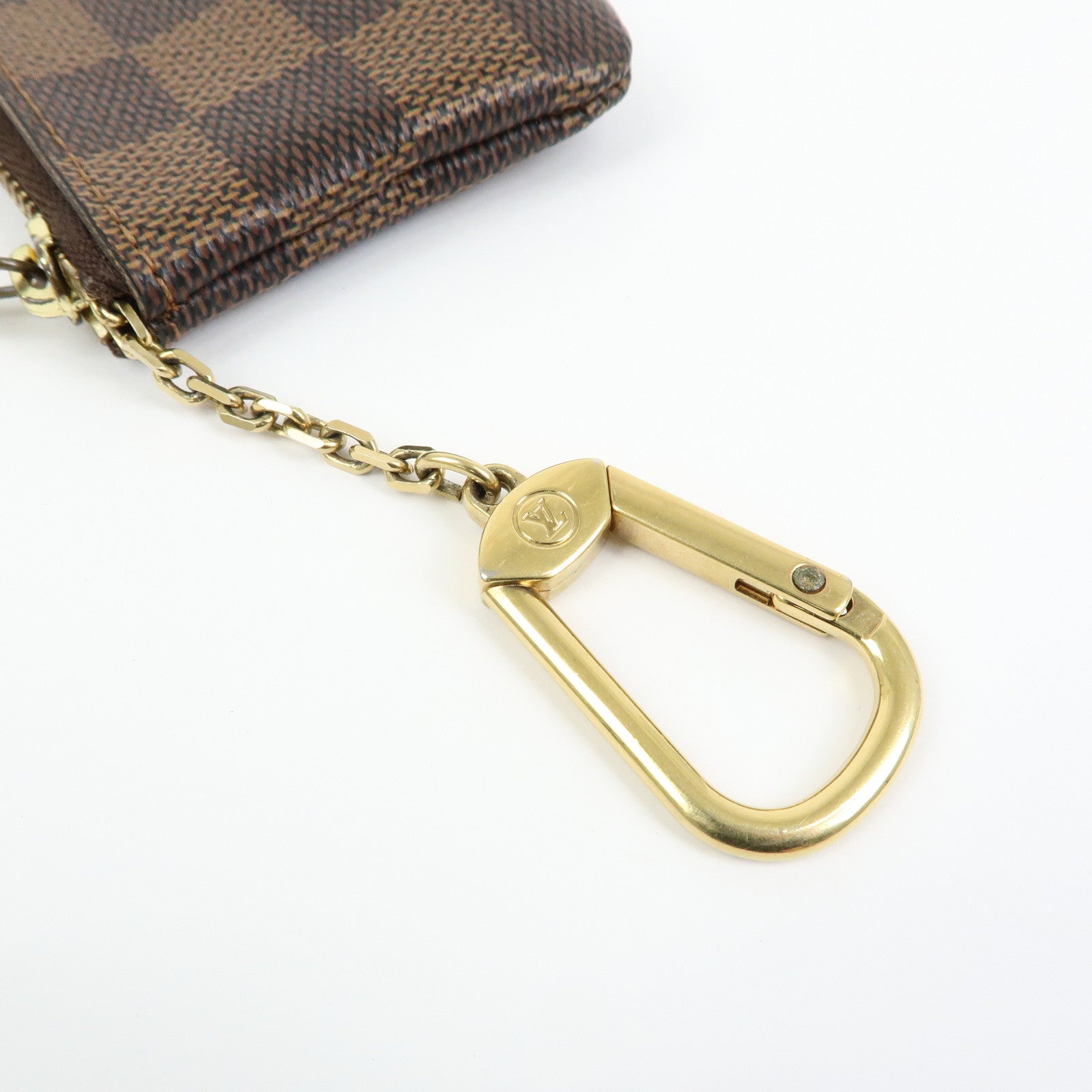 Louis Vuitton Damier Canvas Pochette Cles Coin Case Brown Ebene N62658
