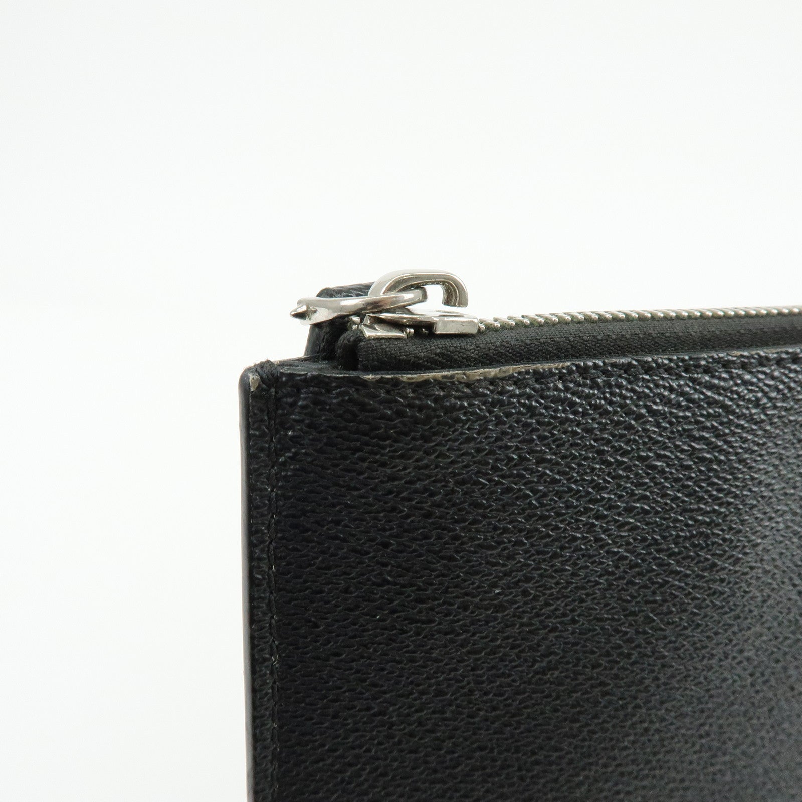 GIVENCHY Shark Print Leather Clutch Bag Flat Pouch Black