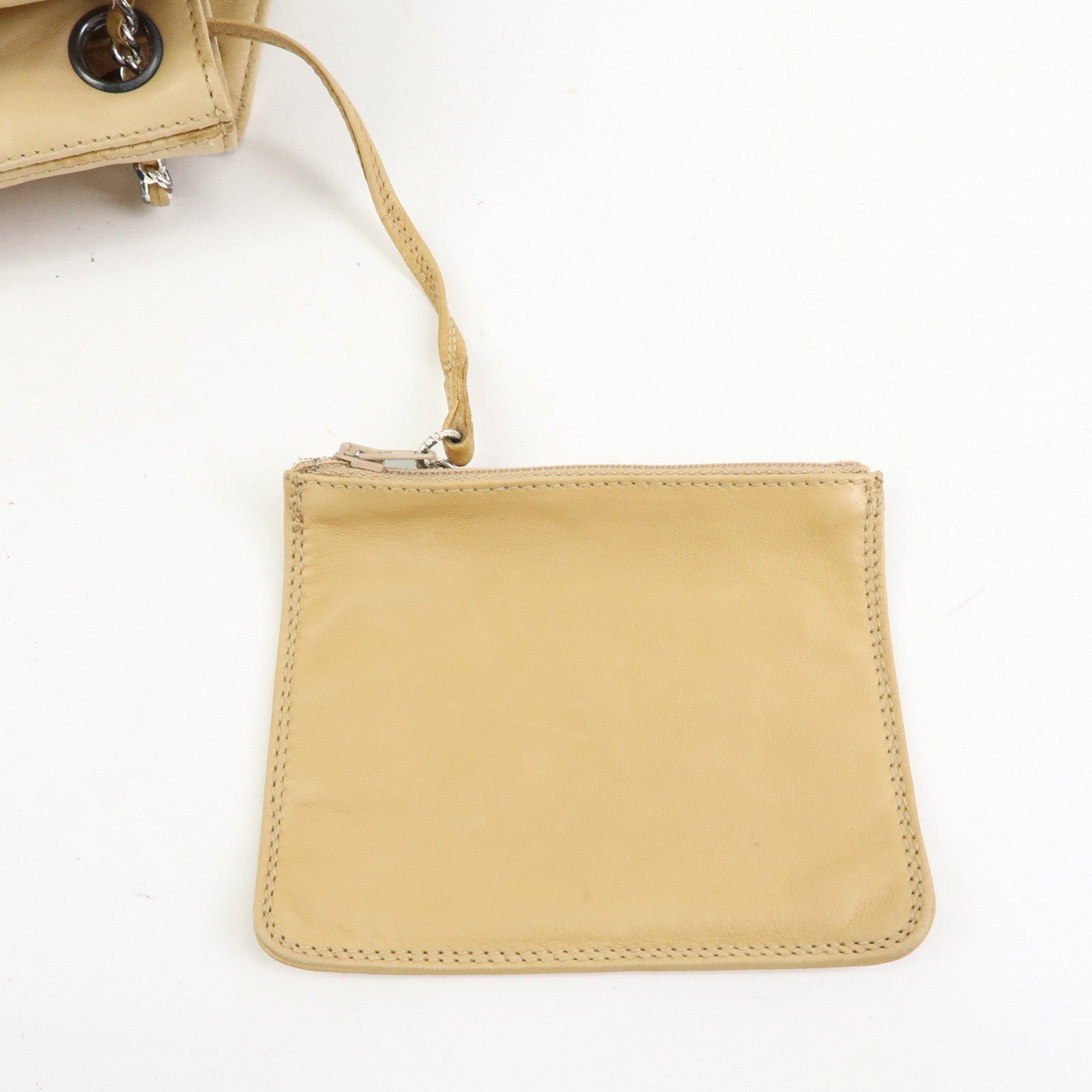 CHANEL COCO Mark Lamb Skin Backpack Shoulder Bag Beige