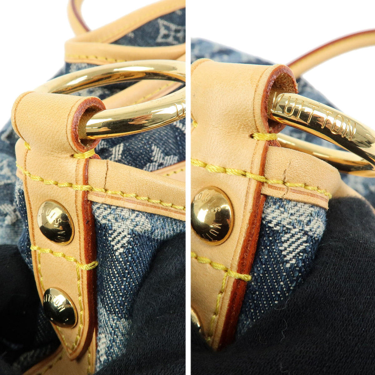 Louis Vuitton Monogram Denim Cabas Raye GM 2Way Hand Bag Blue M95336