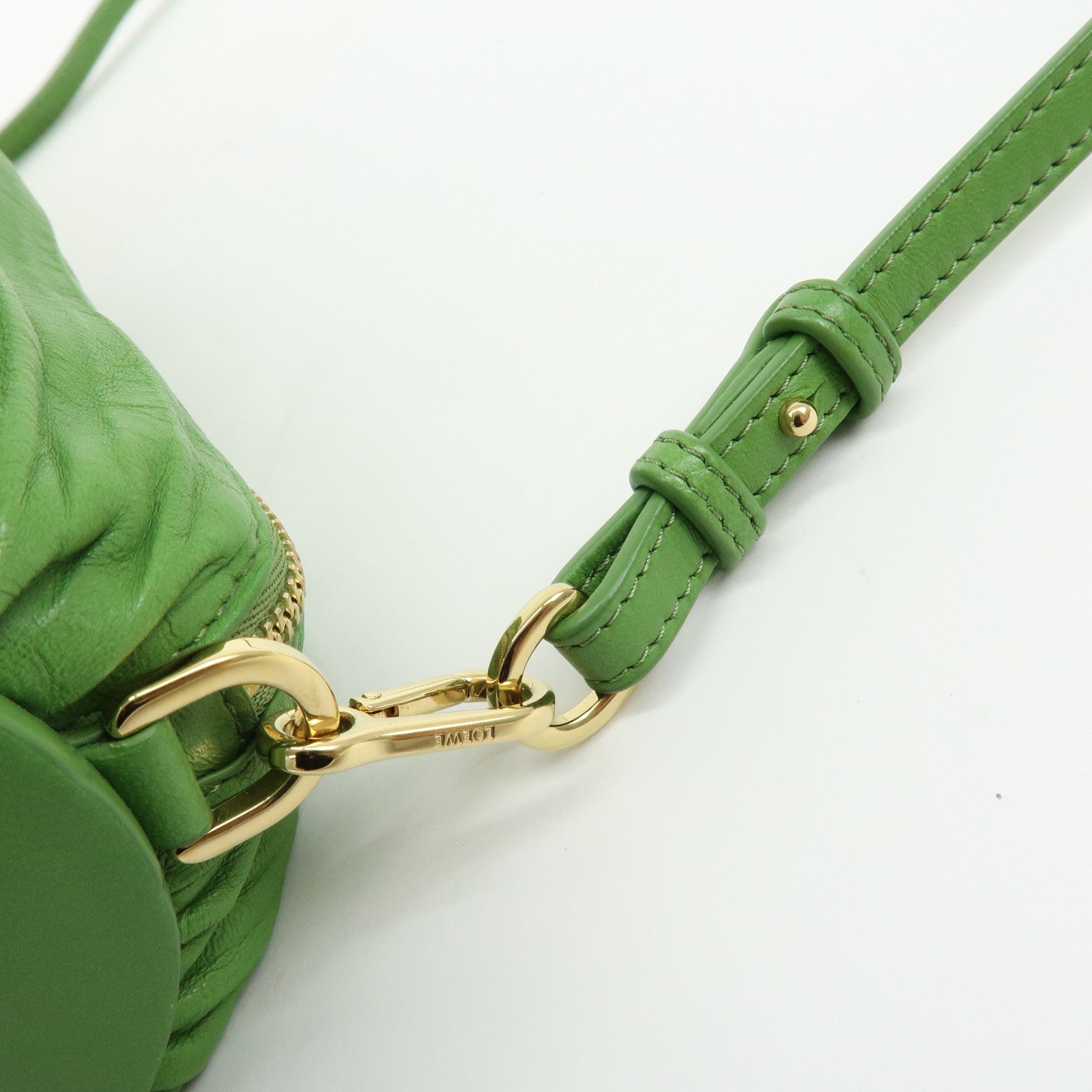 LOEWE Anagram Nappa Leather Shoulder Bag Bracelet Pouch Green