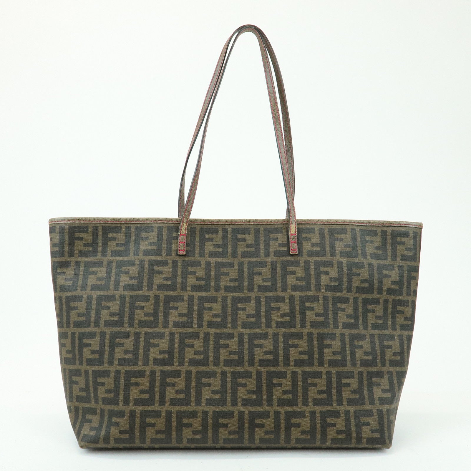FENDI Zucca PVC Leather Tote Bag Shoulder Bag Hand Bag Brown 8BH185