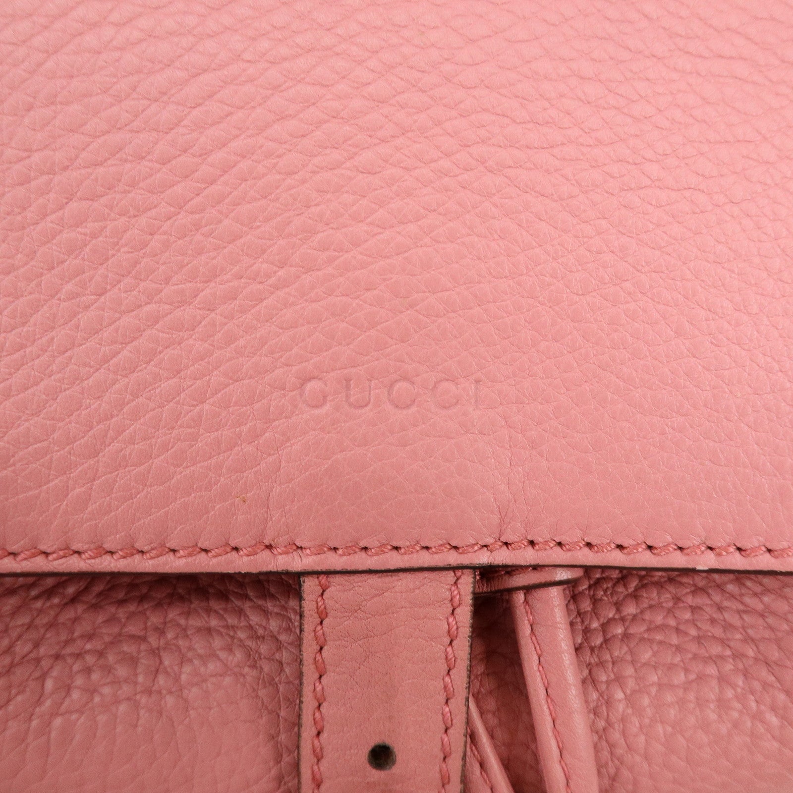 GUCCI Bamboo Tassel Leather Backpack Rucksack Pink 370833
