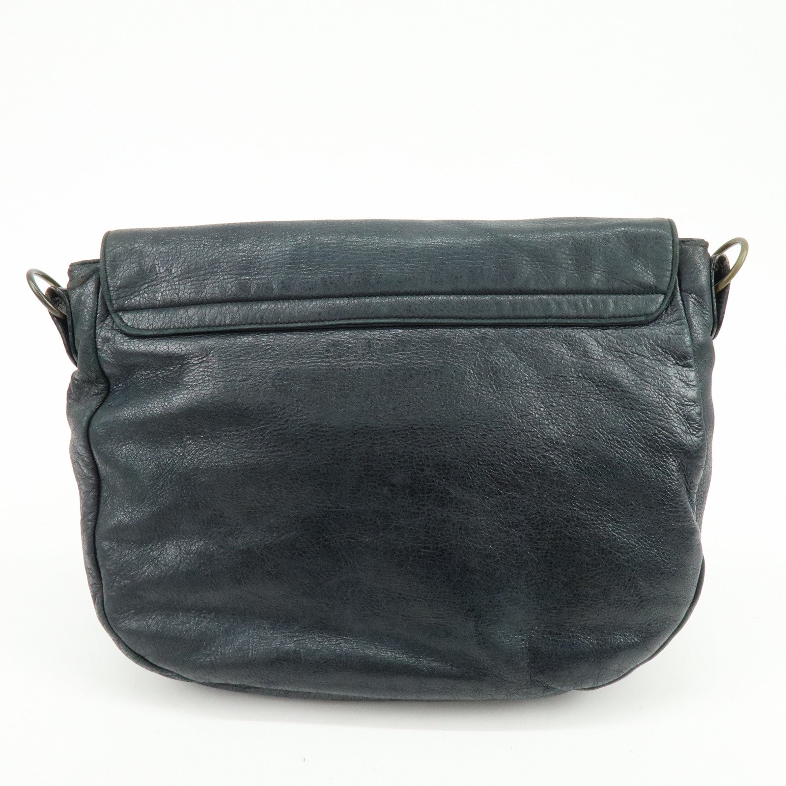 BALENCIAGA THE FOLK Leather Shoulder Bag Black 246432