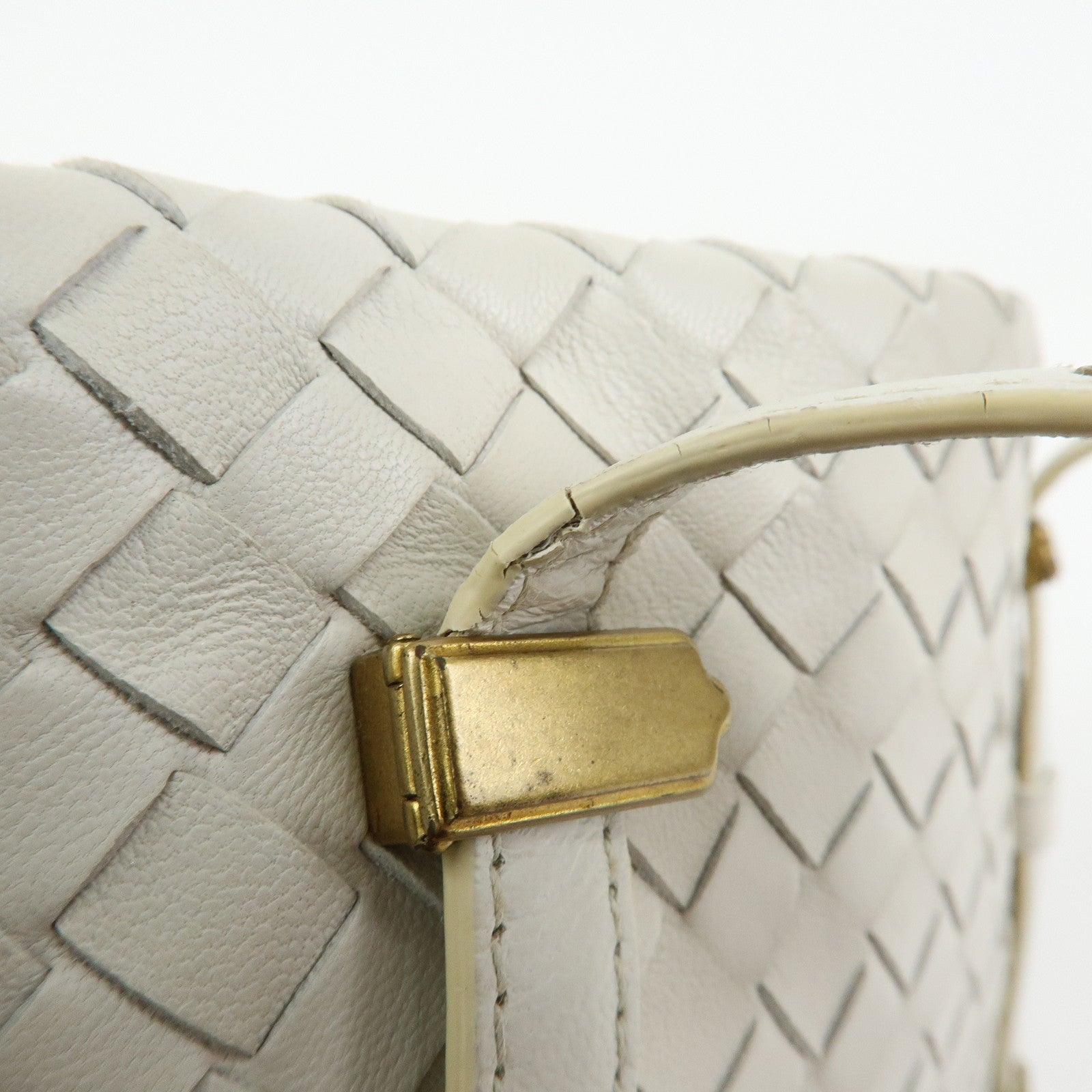 BOTTEGA VENETA Intrecciato Leather Hand Bag Mini Tote Bag White 162937