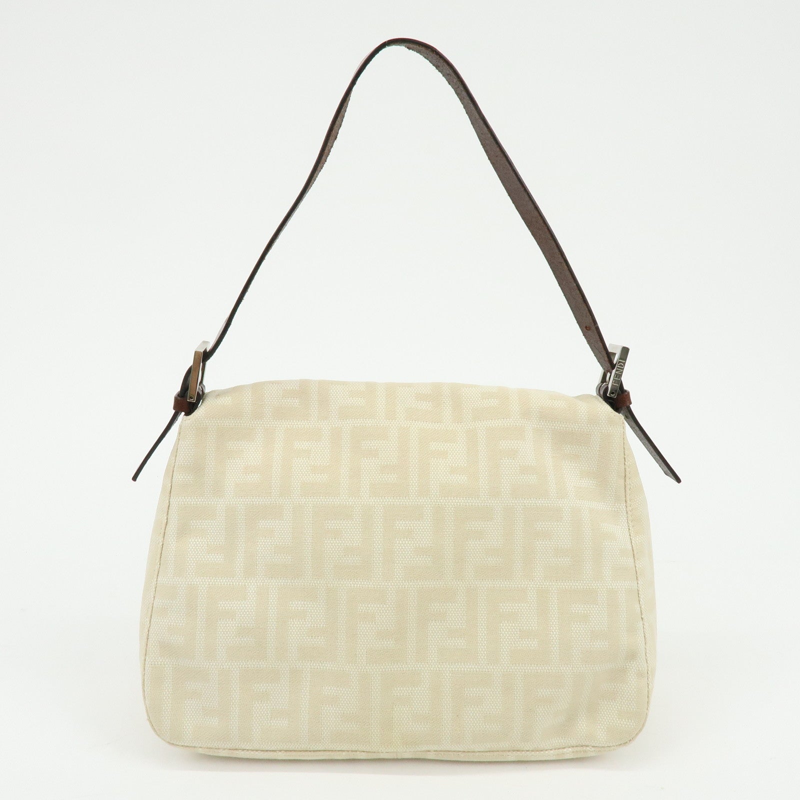 FENDI Mamma Baguette Zucca Jaquard Canvas Leather Shoulder Bag 26325