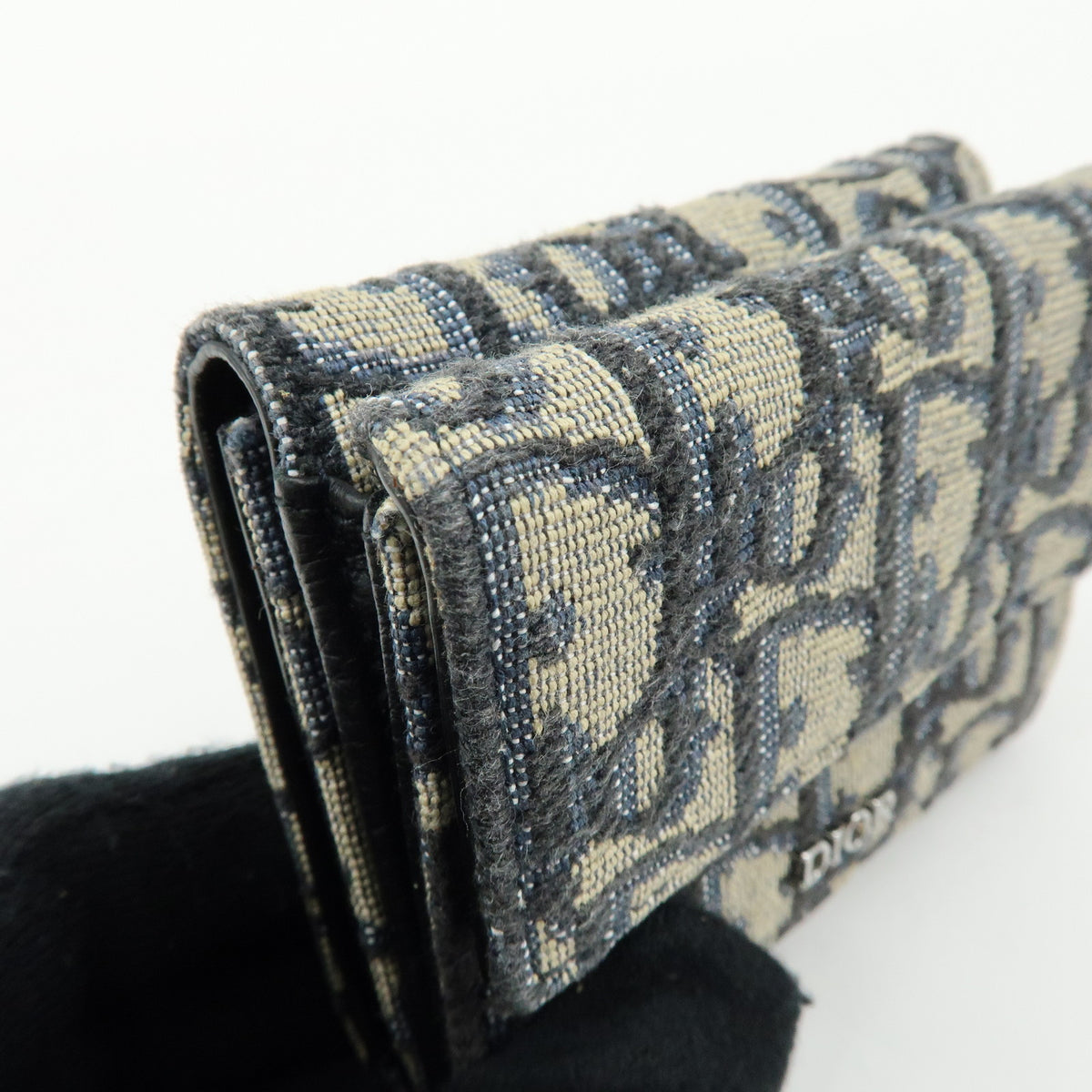 Christian Dior Oblique Jacquard Canvas Leather Tri-fold Compact Wallet