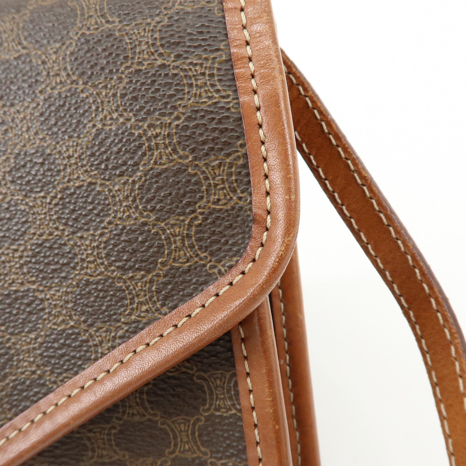 CELINE Macadam PVC Leather Shoulder Bag Crossbody Bag Brown