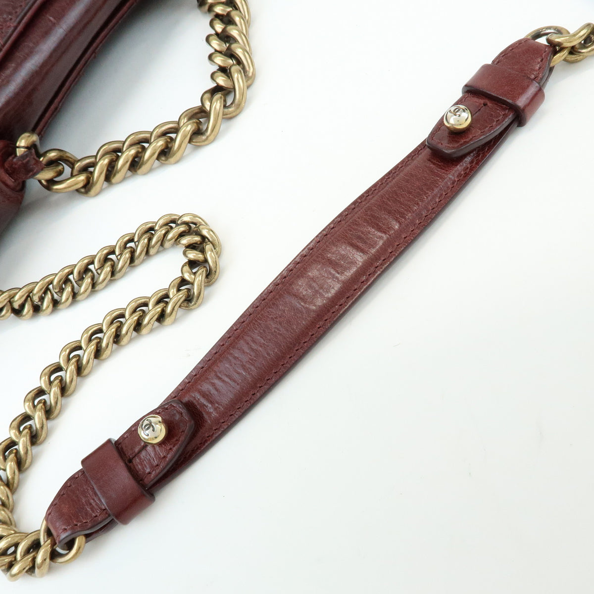 CHANEL Matelasse COCO Mark Leather Chain Shoulder Bag Burgundy