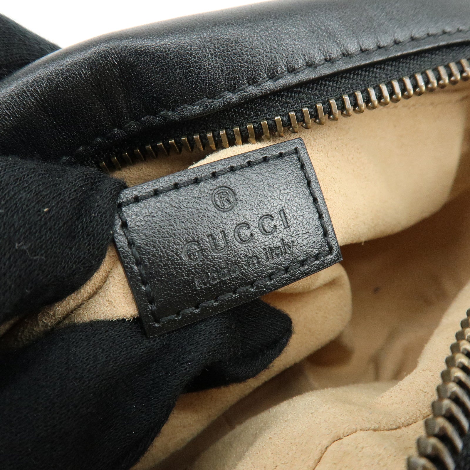 GUCCI GG Marmont Double G Leather Chain Shoulder Bag Black 448065