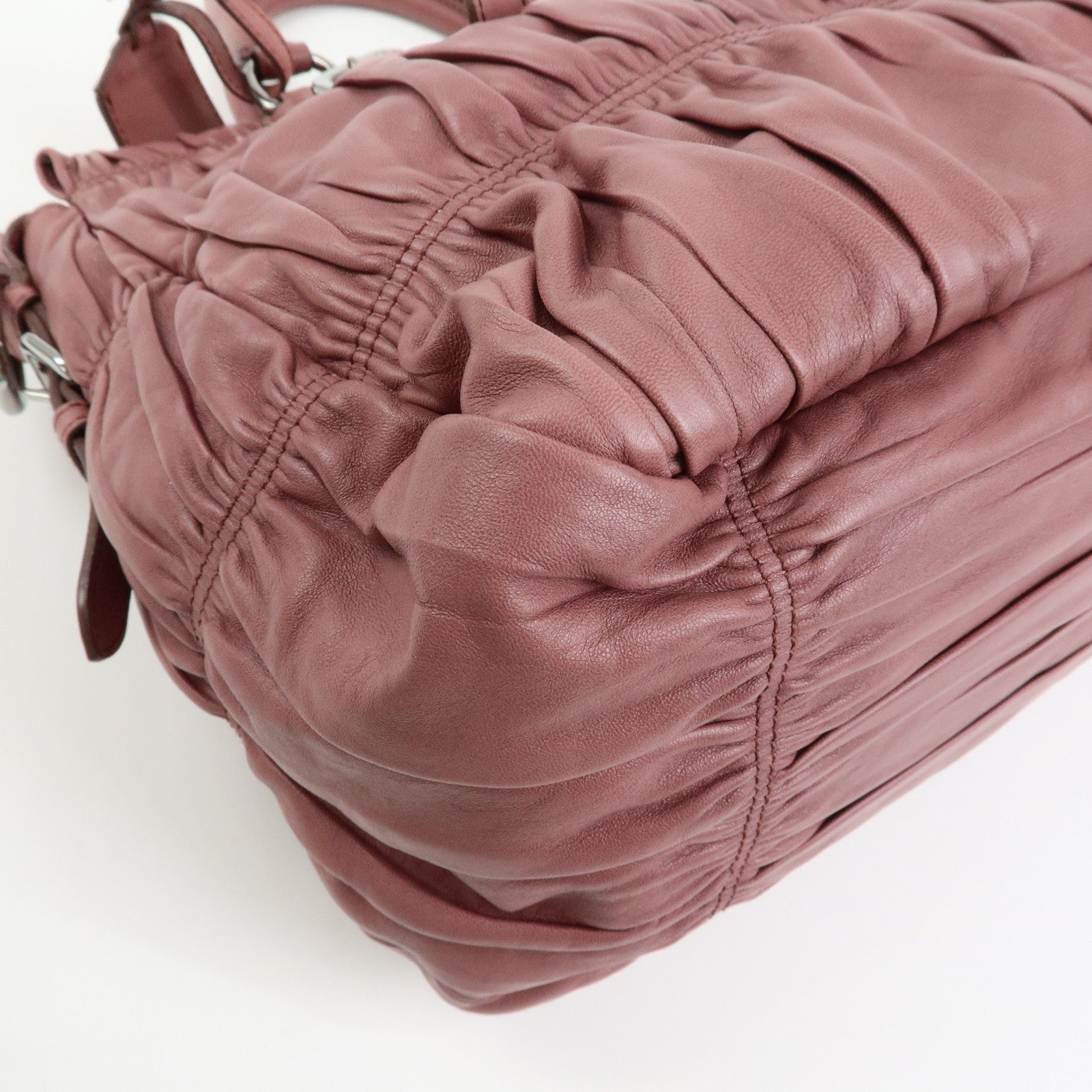 PRADA Logo Nappa Leather 2Way Bag Hand Bag Shoulder Bag Pink