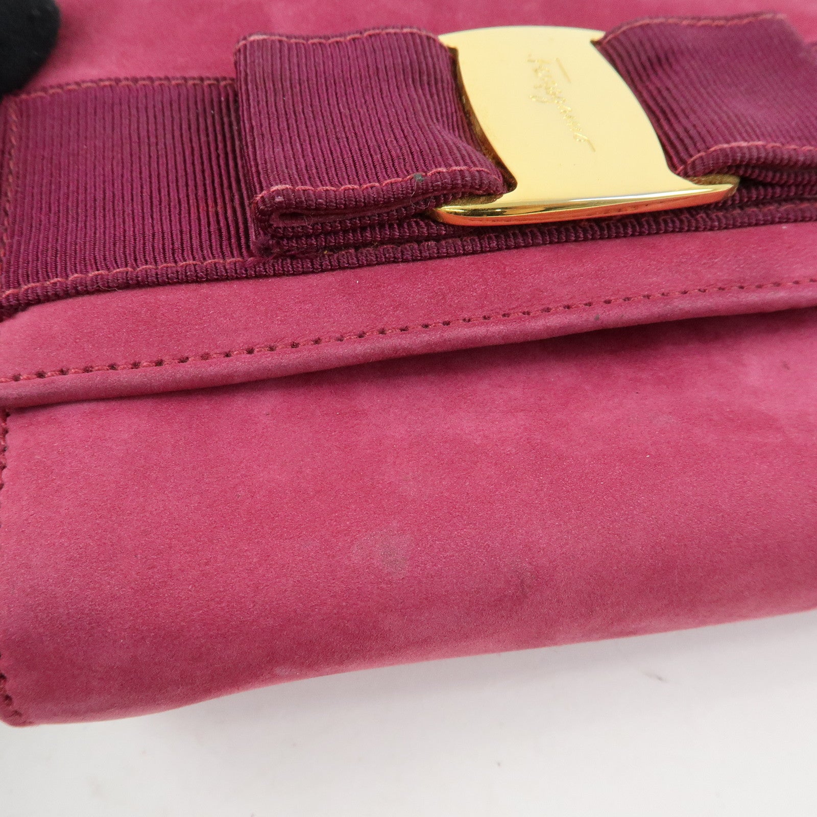 Ferragamo Varra Ribbon Suede 3Way Bag Chain Shoulder Bag Purple