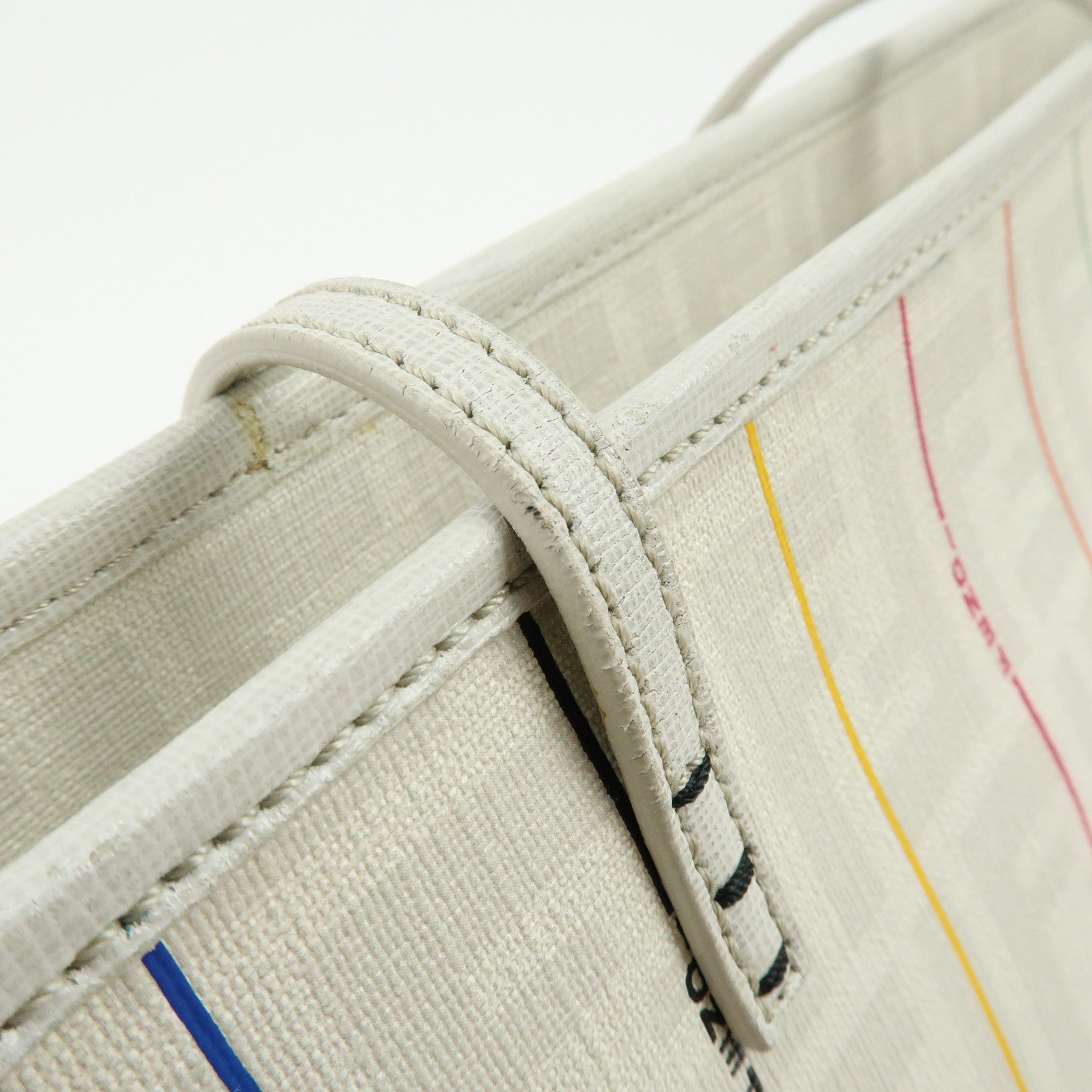 FENDI Zucca PVC Leather Tote Bag Shoulder Bag White Multicolor 8BH185