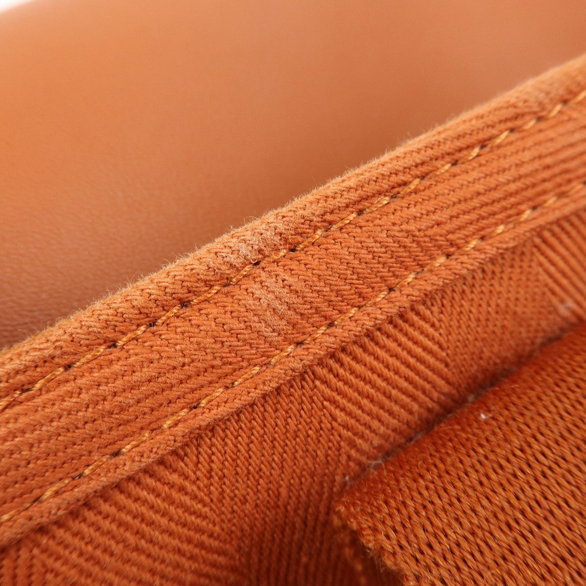 HERMES Valparaiso MM Toile Chevron Leather Tote Bag Hand Bag Orange