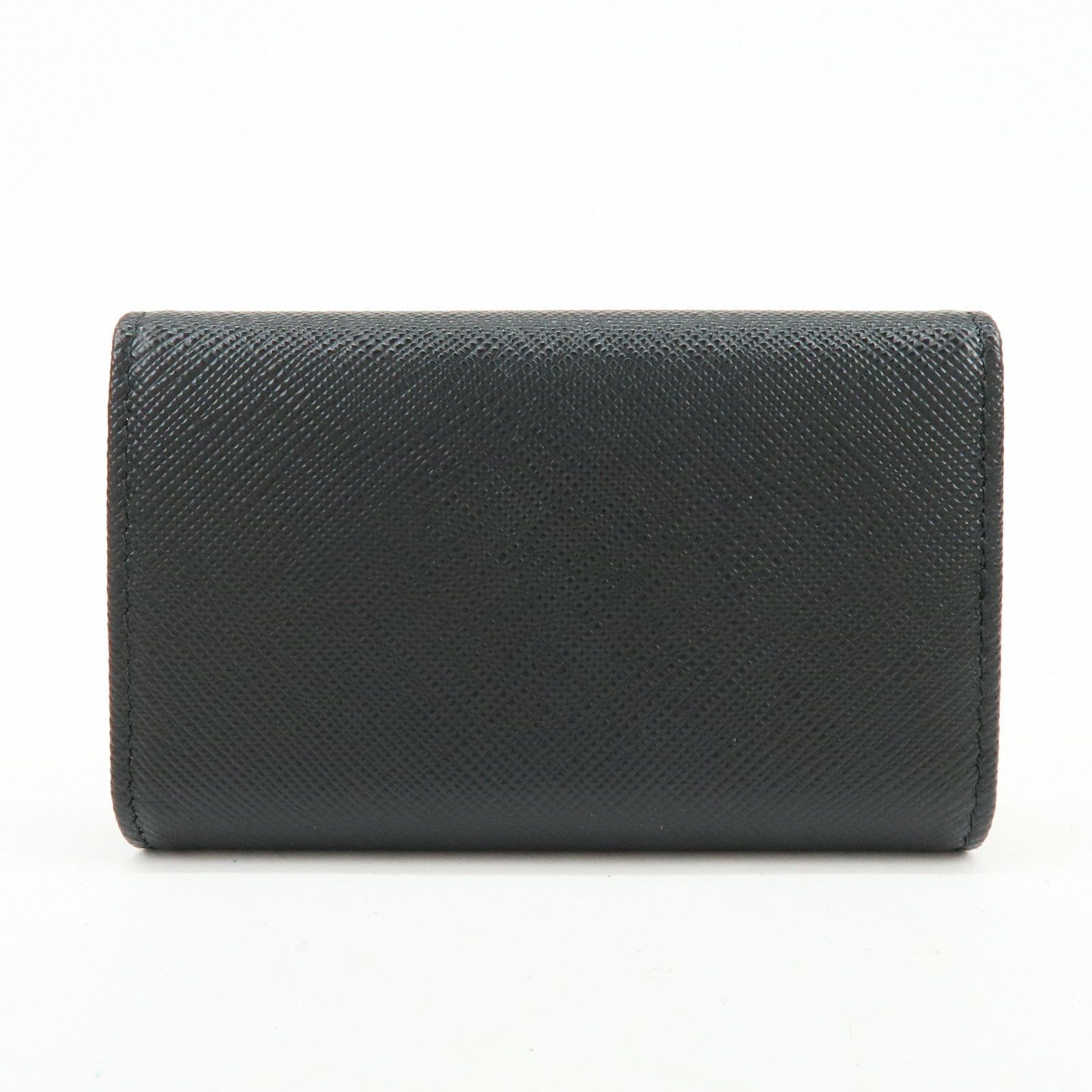 PRADA Logo Saffiano Leather 4 Ring Key Case Key Holder Black 1PG004