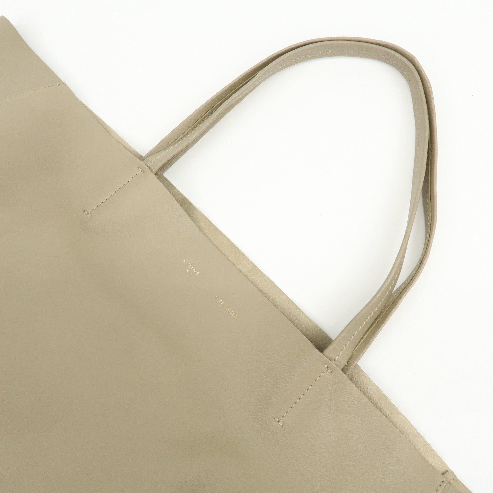 CELINE Leather Tote Bag Shoulder Bag Greige
