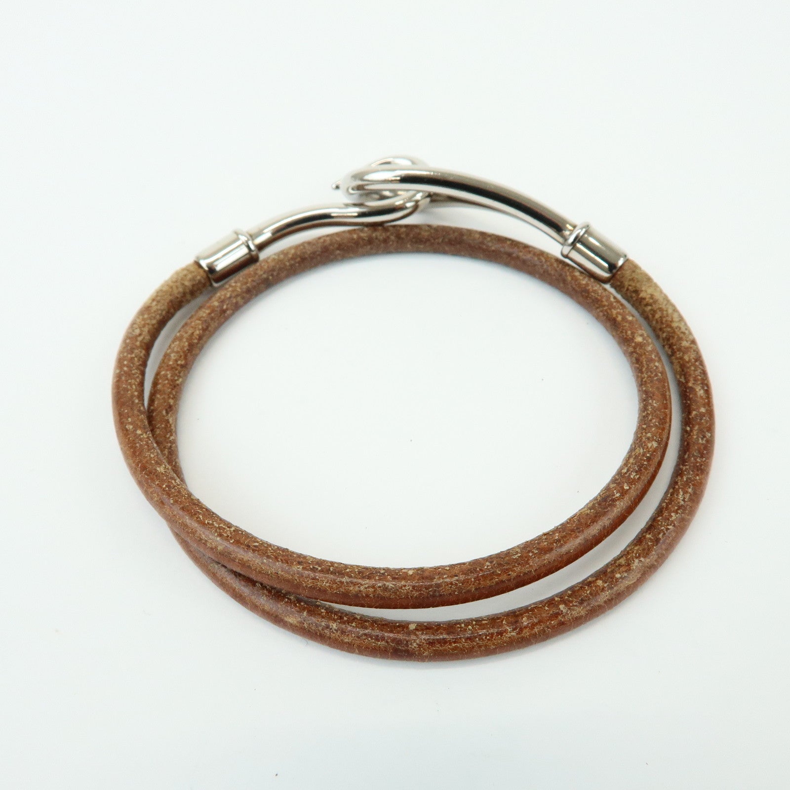 HERMES Set of 2 Jumbo Choker Jumbo Double Choker Leather Bracelet