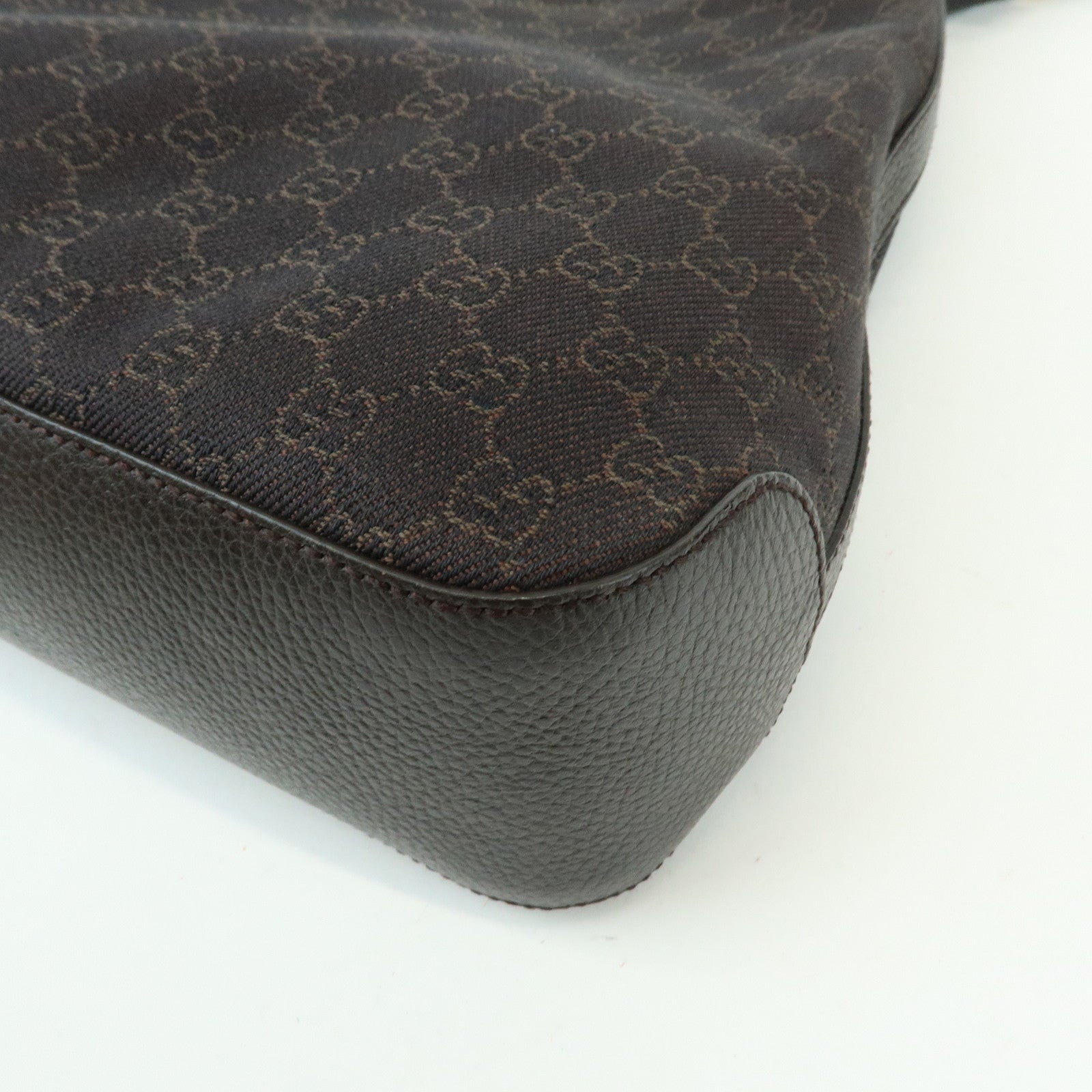 GUCCI GG Denim Leather Shoulder Bag Hand Bag Brown 336659