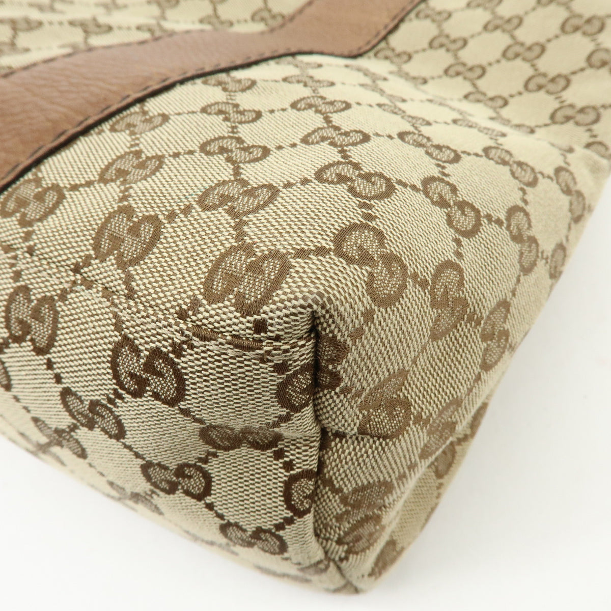 GUCCI Bamboo GG Canvas Leather Tote Bag Hand Bag Beige Brown 232947