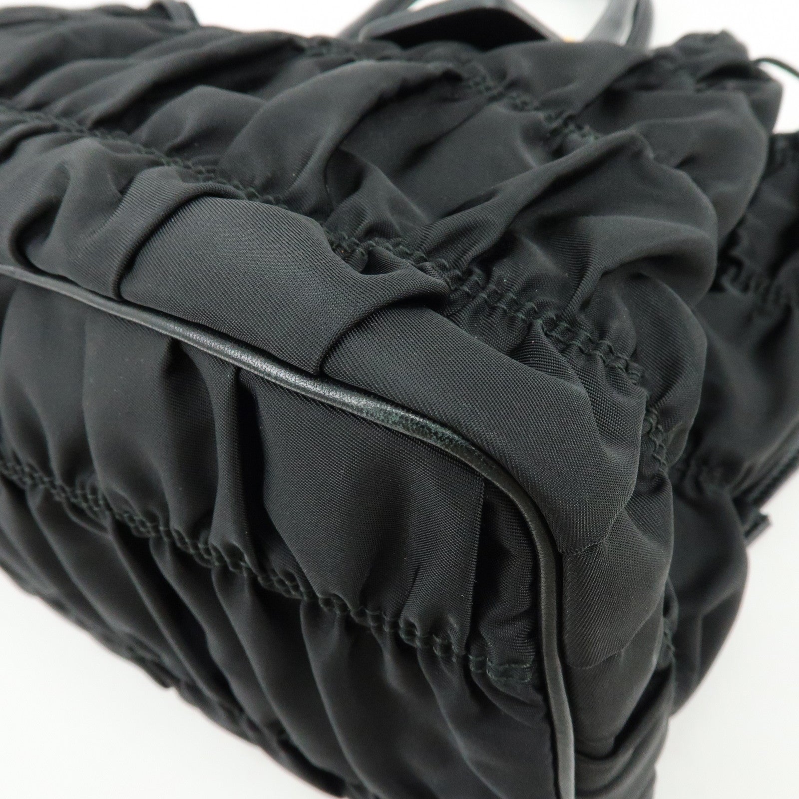 PRADA Tessuto Gaufre Nylon Leather 2Way Bag Hand Bag Black B1788M