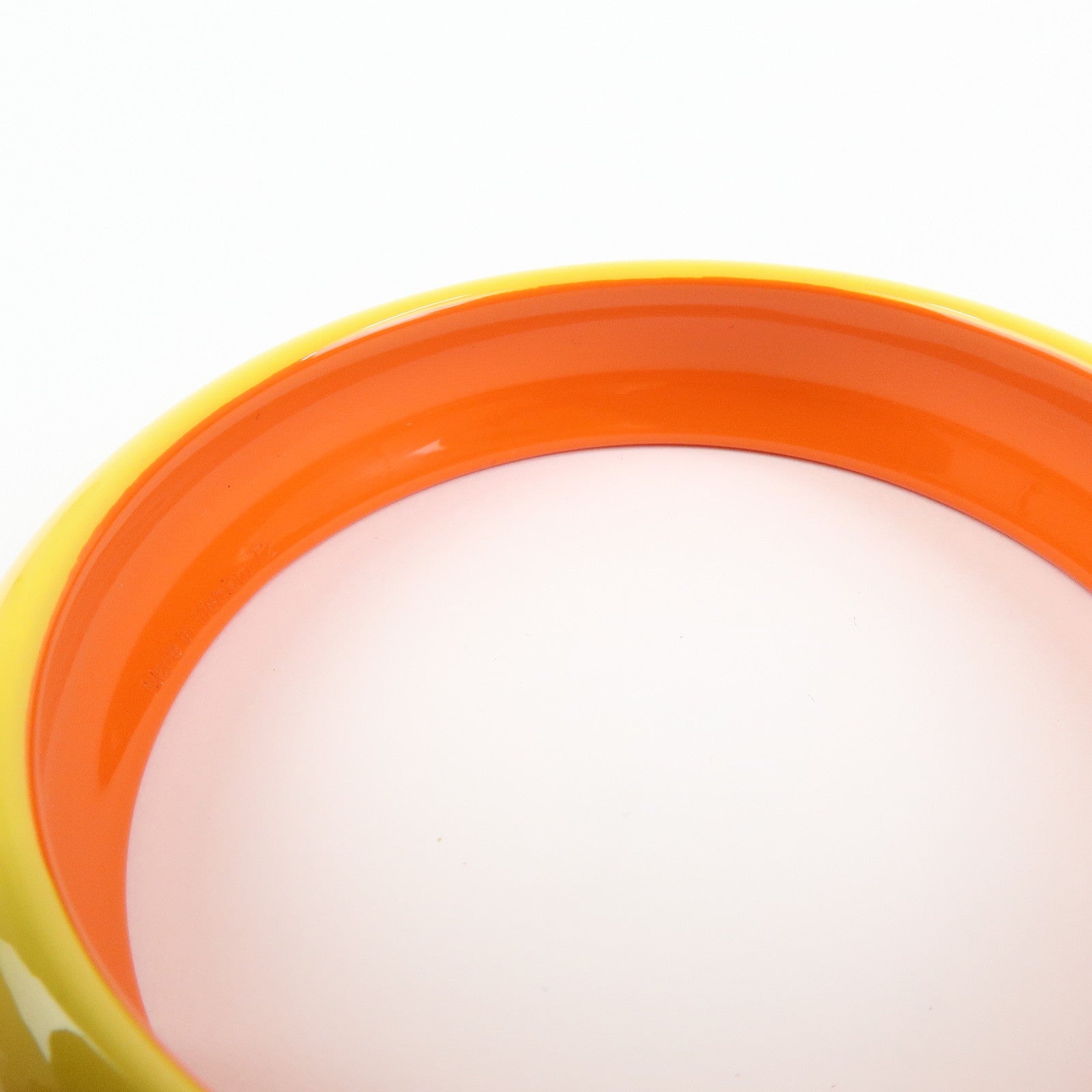HERMES Fusion Lacquered Wood Bangle Bracelet Orange Pink