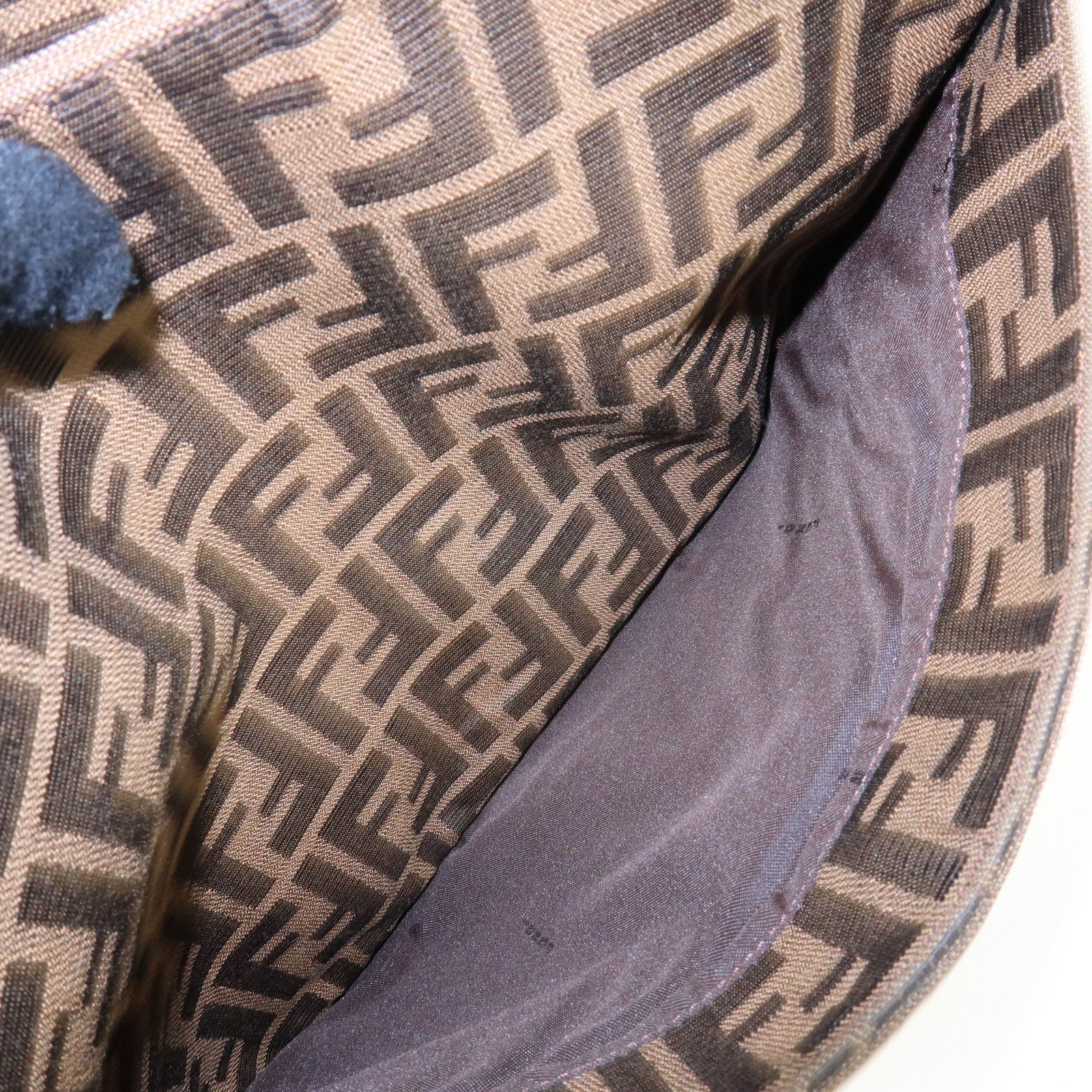 FENDI Zucca Canvas Leather Shoulder Bag Brown Black 26727