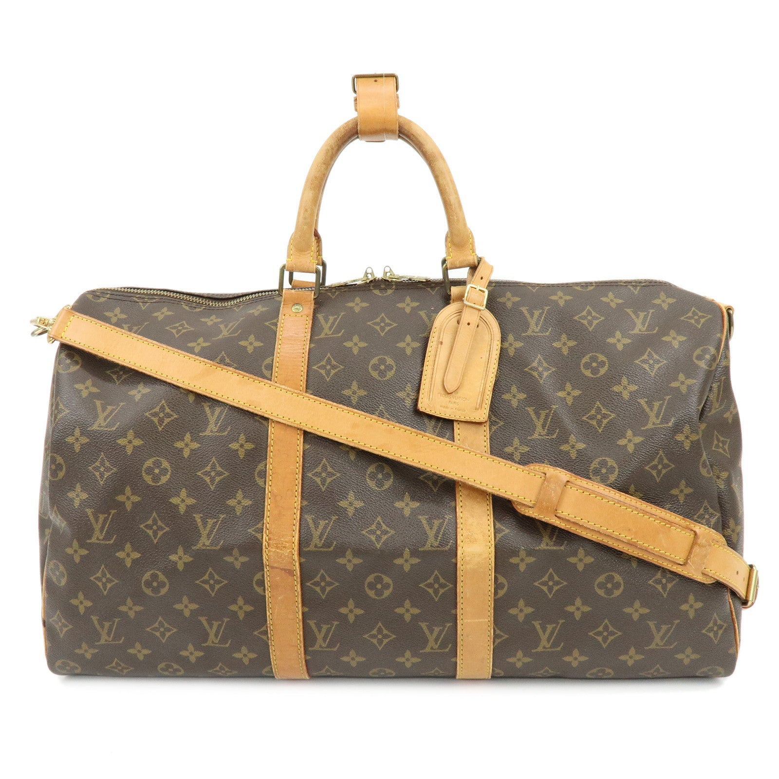 Louis Vuitton Monogram Keep All Bandouliere 50 Boston Bag Brown M41416