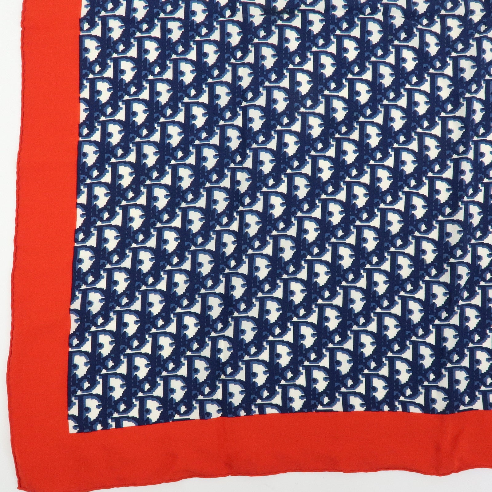 Christian Dior Trotter Silk100% Scarf Shawl Navy Red
