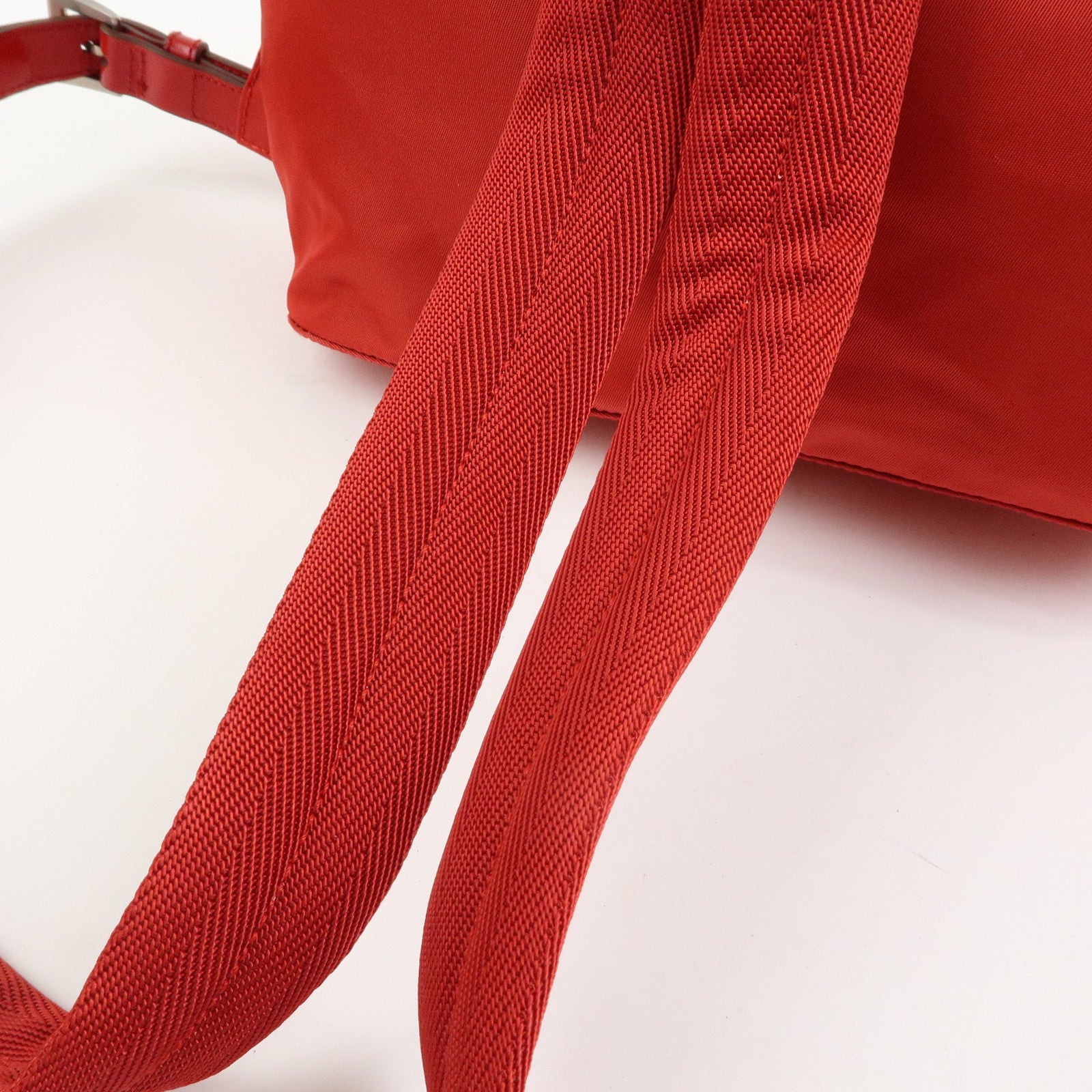 PRADA Triangle Logo Nylon Leather Backpack Rucksuck Red