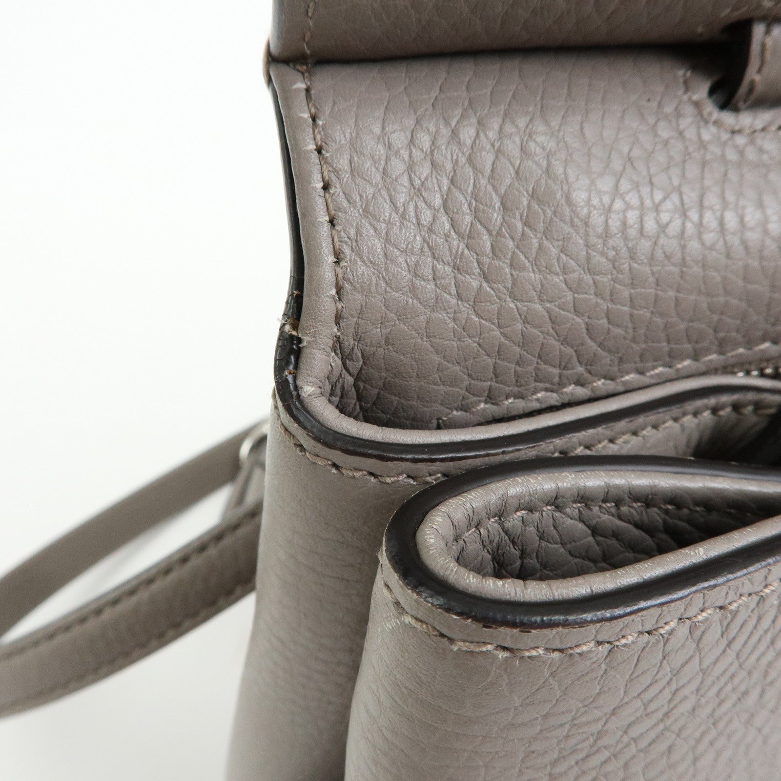 GUCCI Bamboo Leather 2Way Bag Hand Bag Shoulder Bag Grey 370831