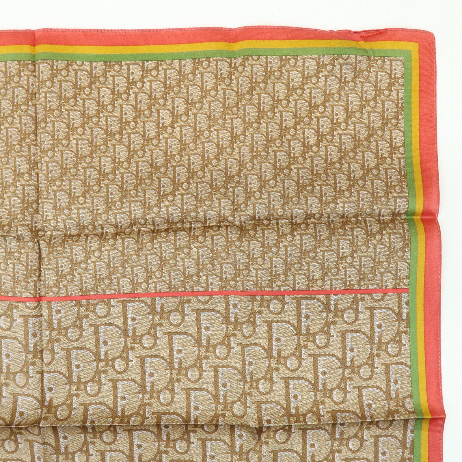 Christian Dior Rasta Trotter Logo Silk Cotton Scarf Beige Red