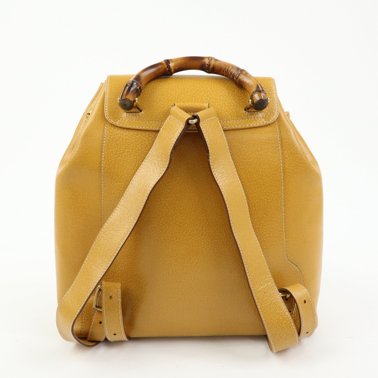 GUCCI Bamboo Leather Backpack Rucksack Mustard 003 1998 0016