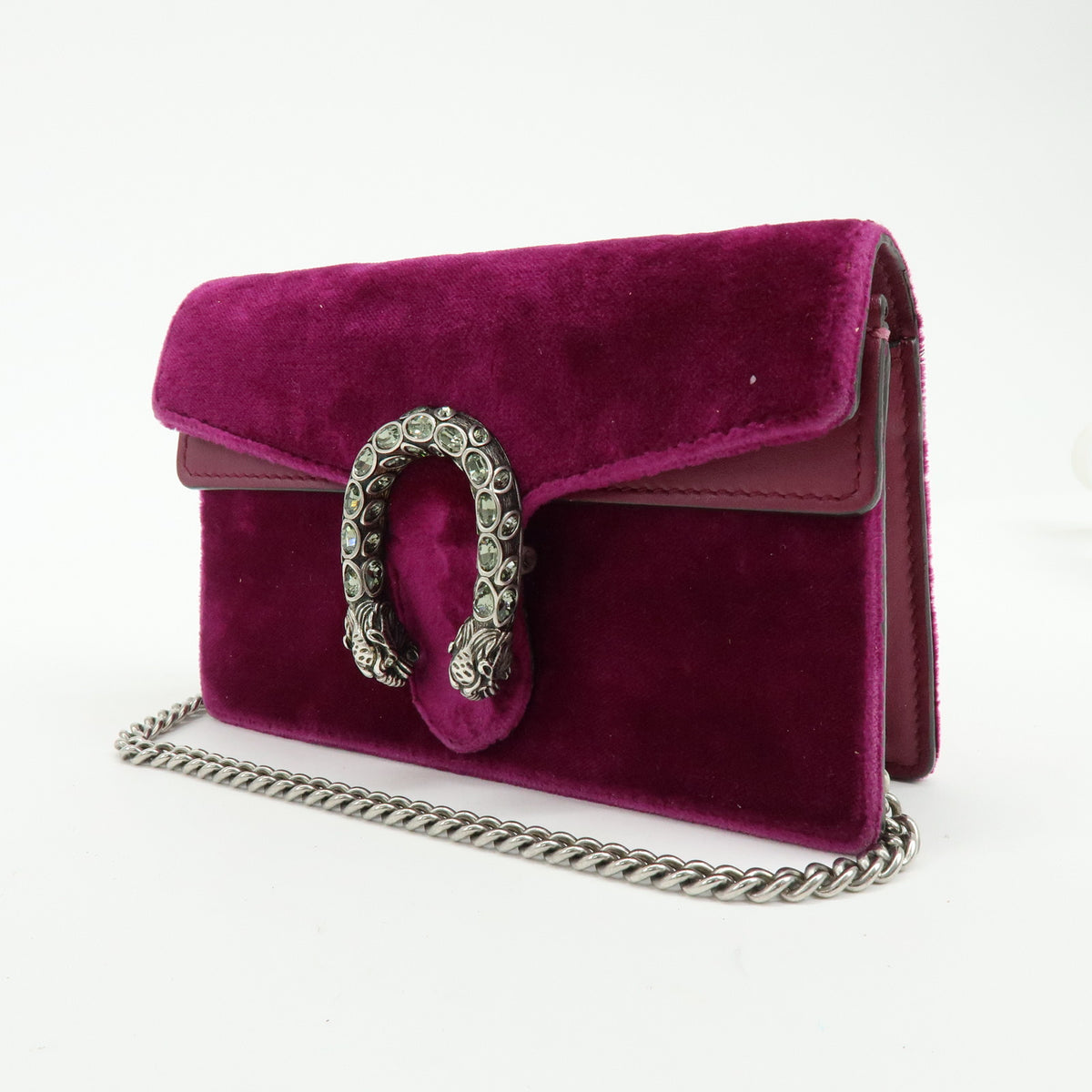 GUCCI Dionysus Super Mini Bag Velvet Chain Shoulder Bag Purple 476432