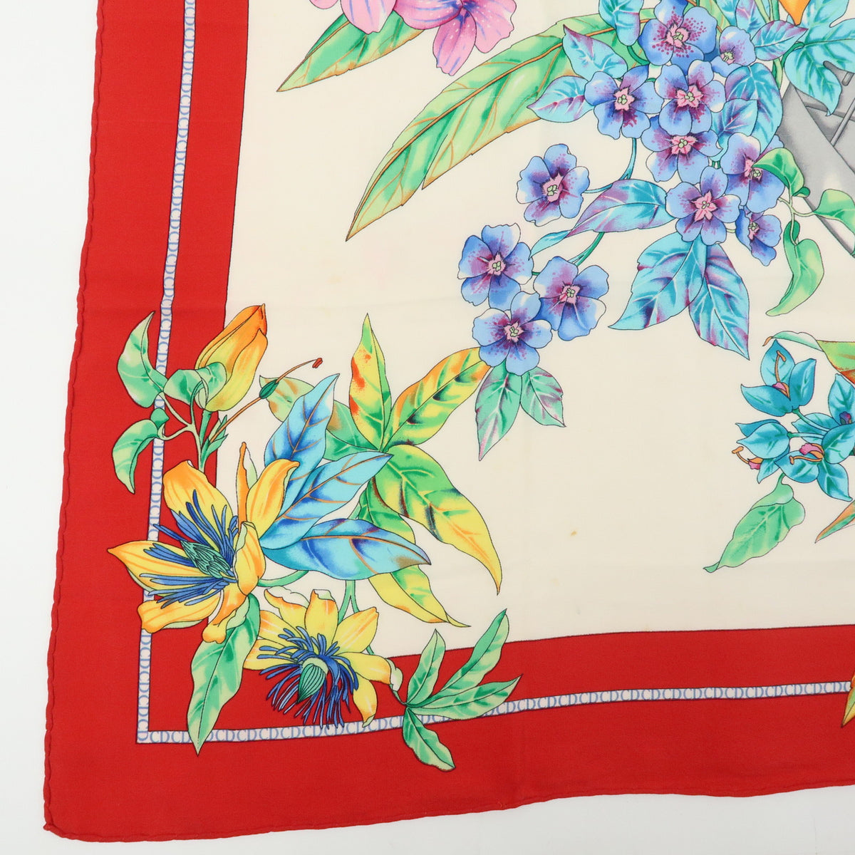 Christian Dior Lot of 3 Silk 100% Scarf Trotter Flower Navy Beige Red